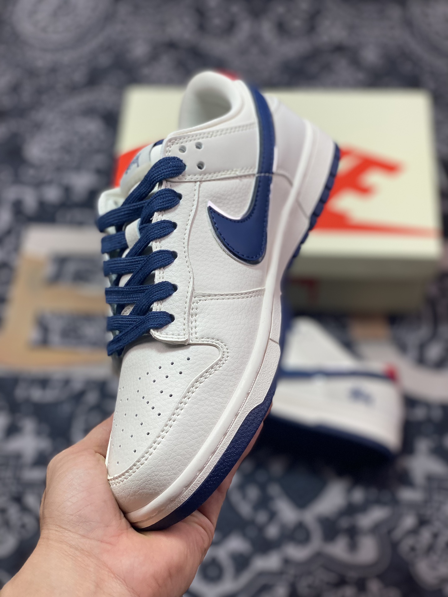 NK Dunk Low Retro ”DIY高端定制” 斯图西米蓝红 低帮休闲运动板鞋 DQ1098-379