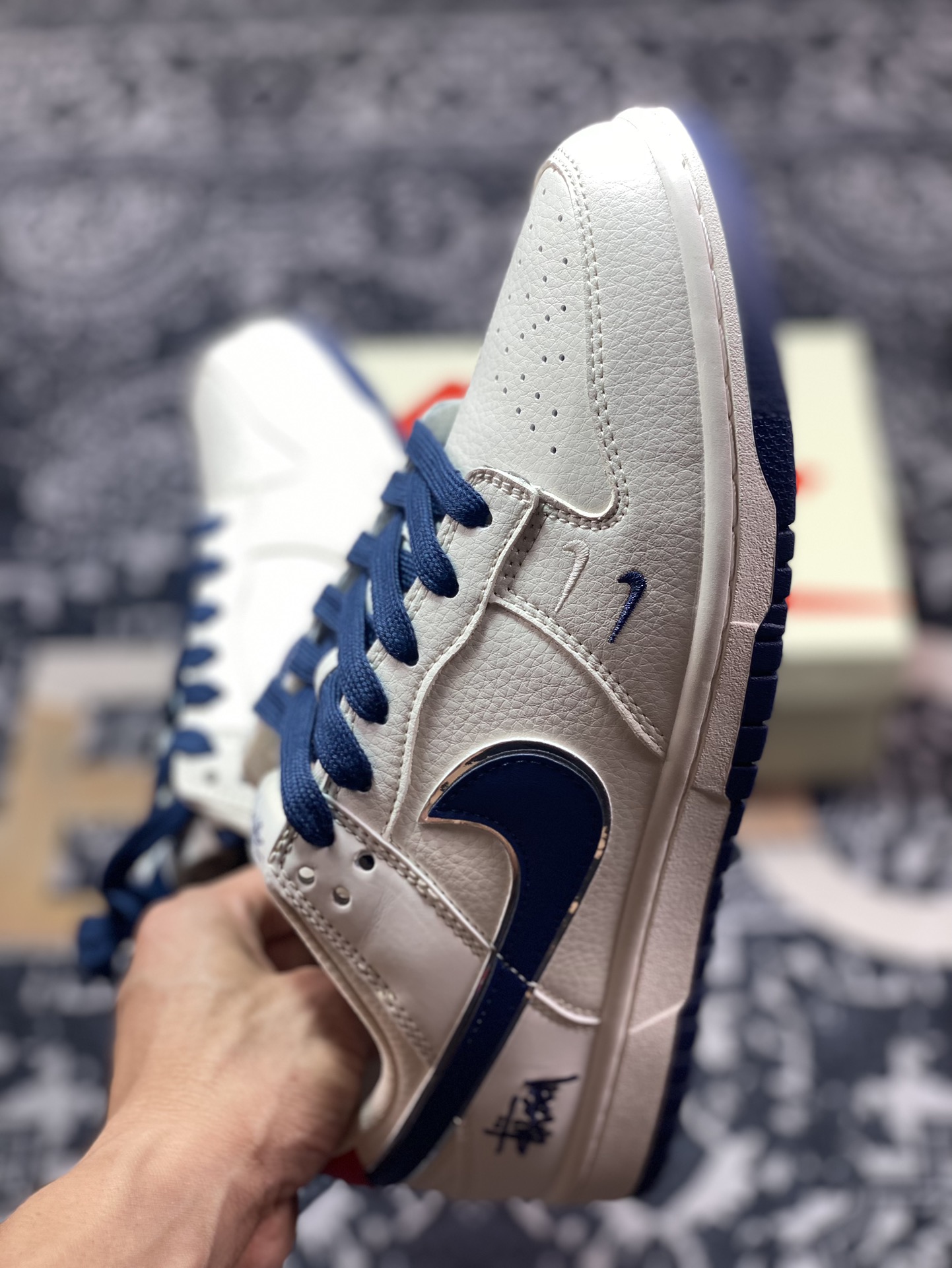 NK Dunk Low Retro ”DIY高端定制” 斯图西米蓝红 低帮休闲运动板鞋 DQ1098-379