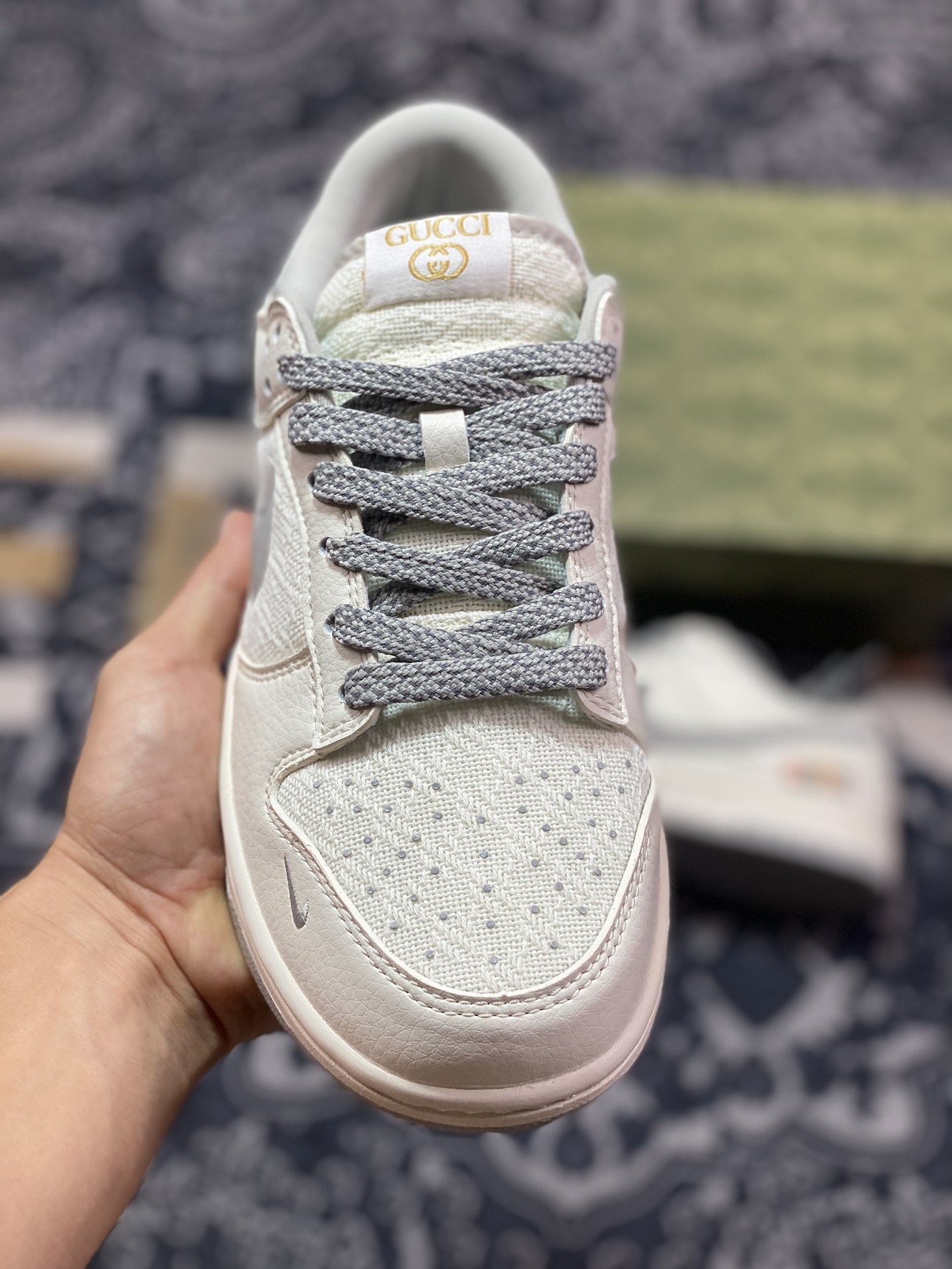 NK Dunk Low Retro ”DIY高端定制” 古驰麻布拼接米白灰 低帮休闲运动板鞋 DQ1098-372