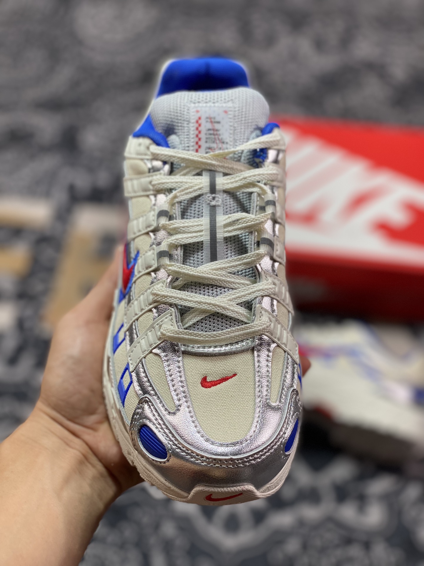 耐克Nike P-6000”China Space Exploration Pack”系列低帮复古舒适慢跑鞋“米白太空银宝蓝红”CJ7789-162