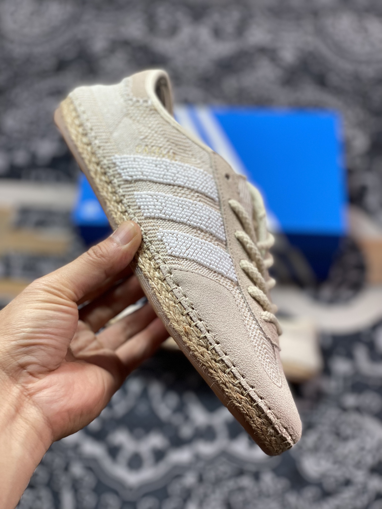 CLOT x Adidas Gazelle”Halo Ivory”羚羊内训系列低帮复古板鞋“联名米白编织”IH3144