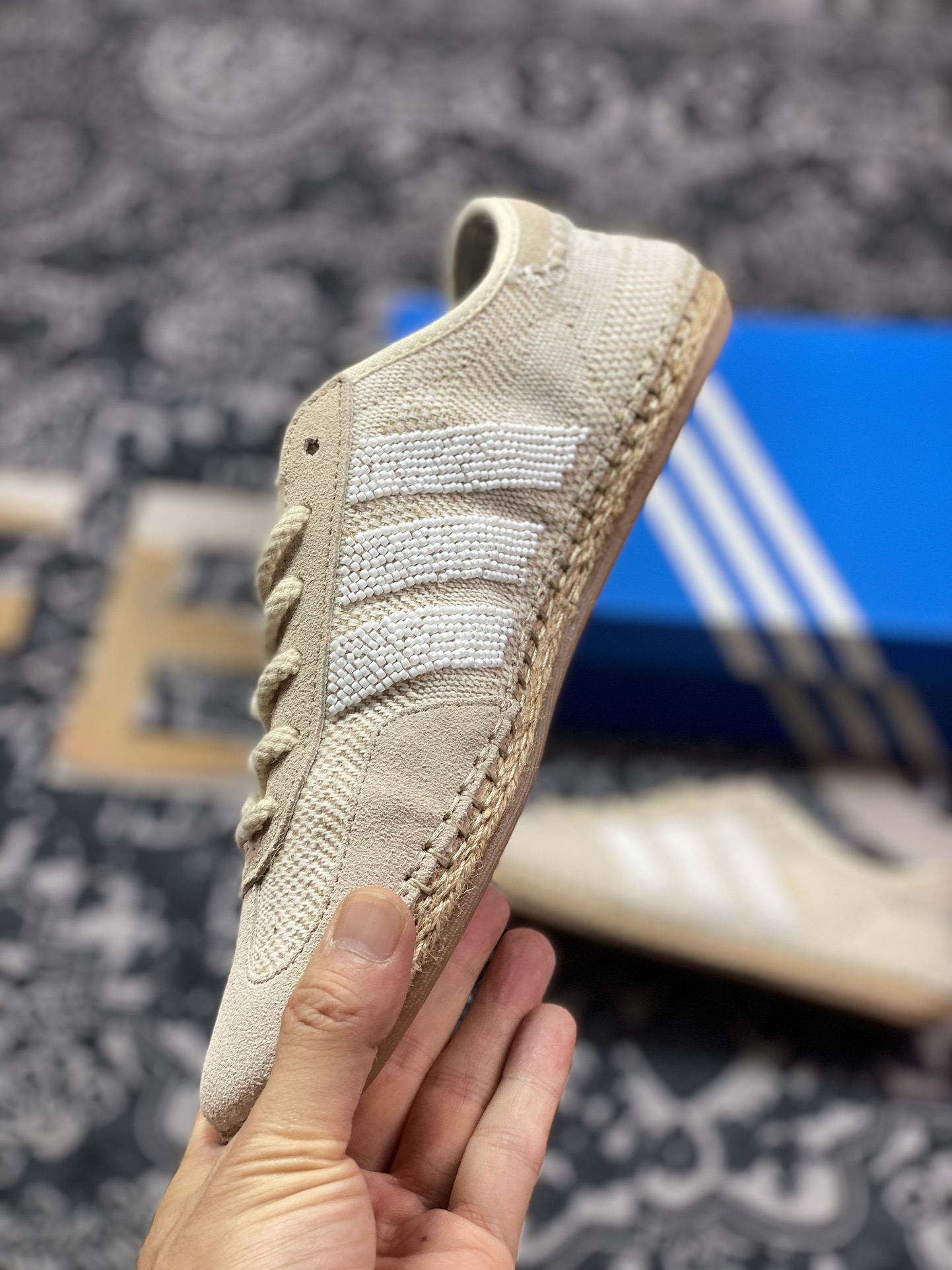 CLOT x Adidas Gazelle”Halo Ivory”羚羊内训系列低帮复古板鞋“联名米白编织”IH3144