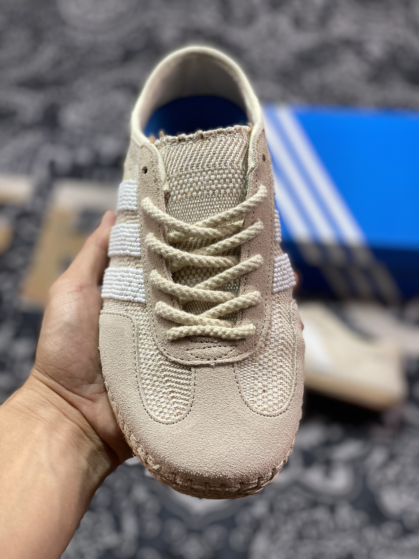 CLOT x Adidas Gazelle”Halo Ivory”羚羊内训系列低帮复古板鞋“联名米白编织”IH3144