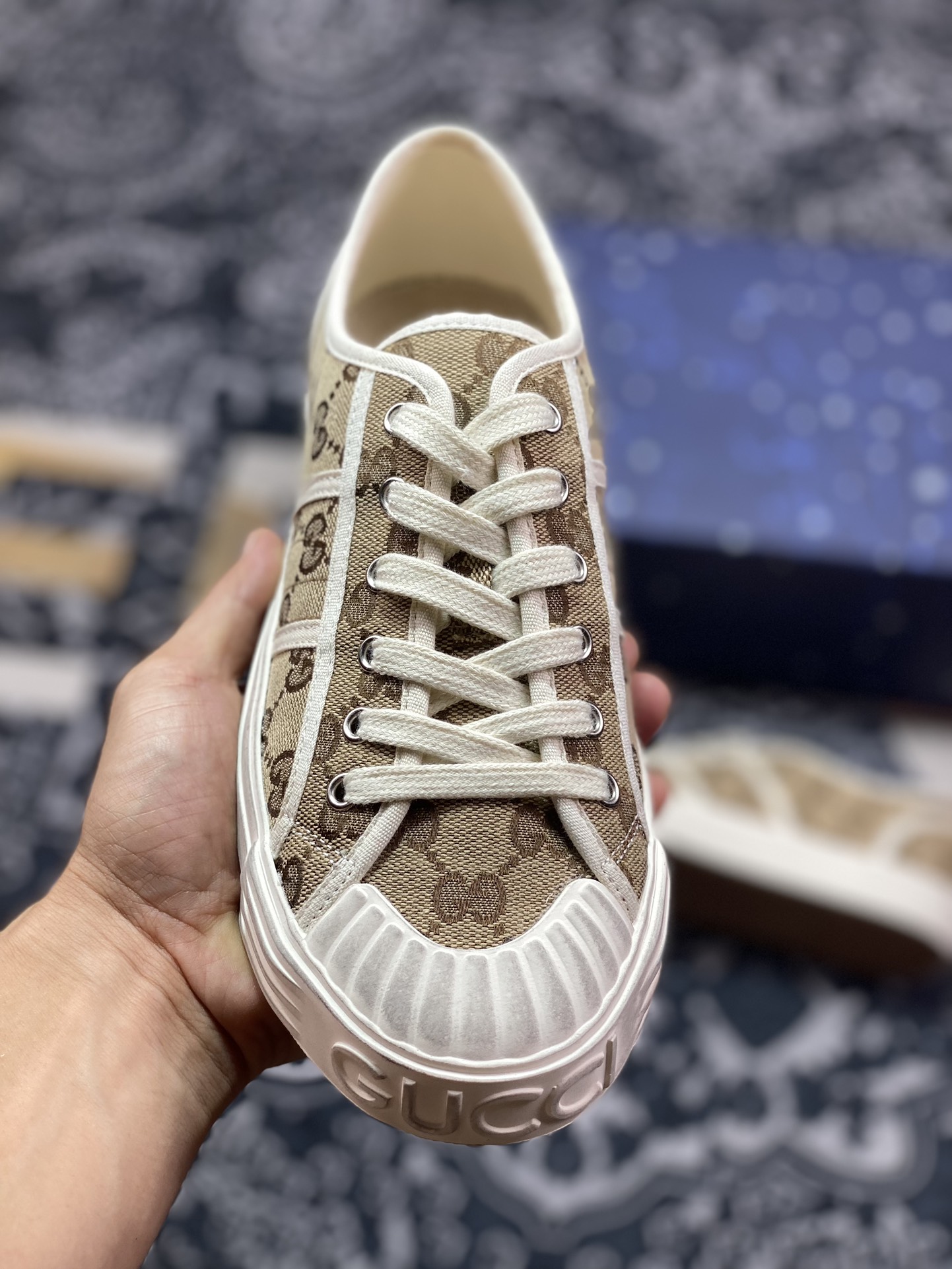 意大利奢侈品牌-古驰Gucci Lido Low Sneaker 利多岛系列低帮板鞋“帆布乌木棕GG提花”786382 FADFR 9746