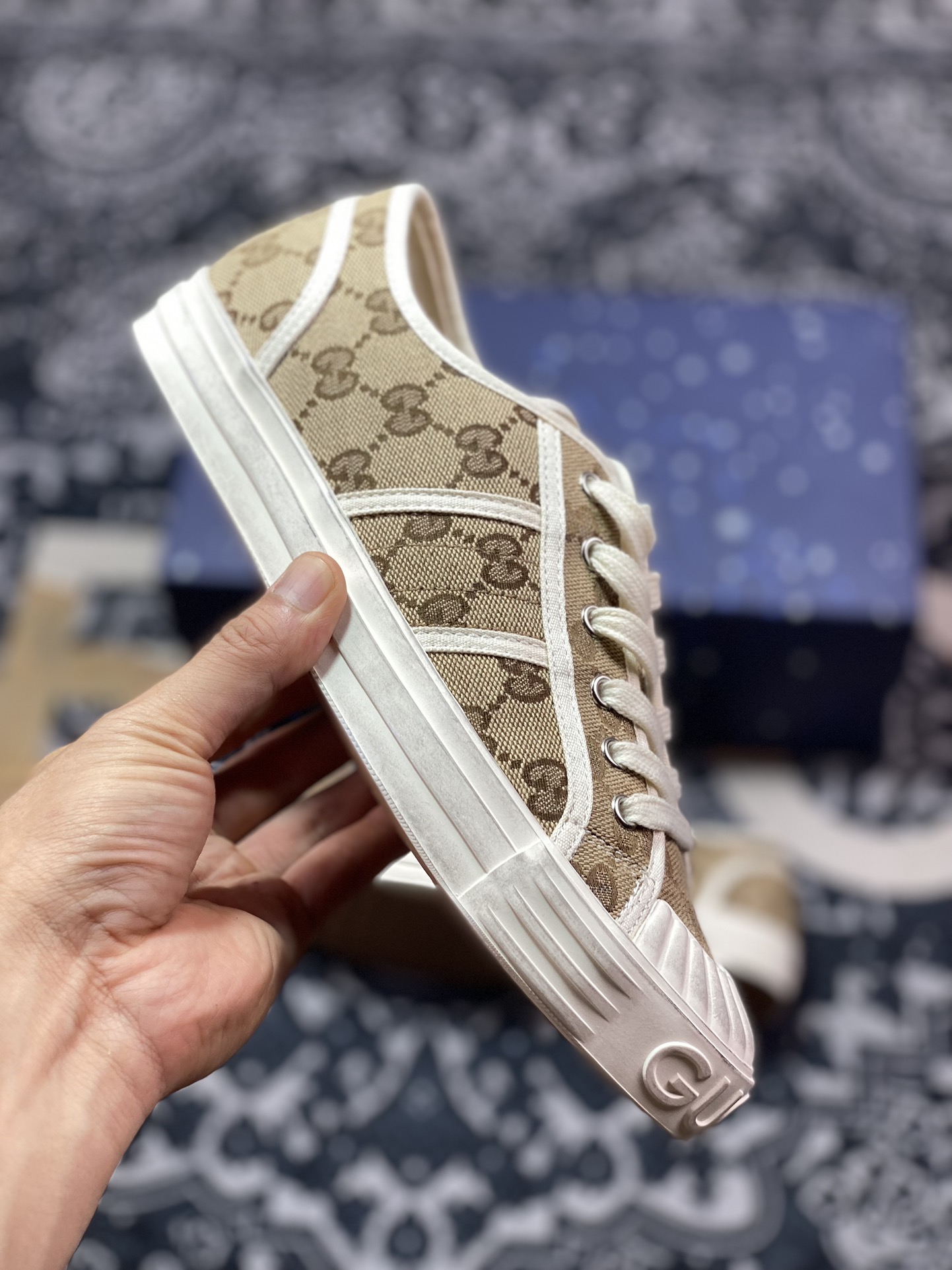 意大利奢侈品牌-古驰Gucci Lido Low Sneaker 利多岛系列低帮板鞋“帆布乌木棕GG提花”786382 FADFR 9746