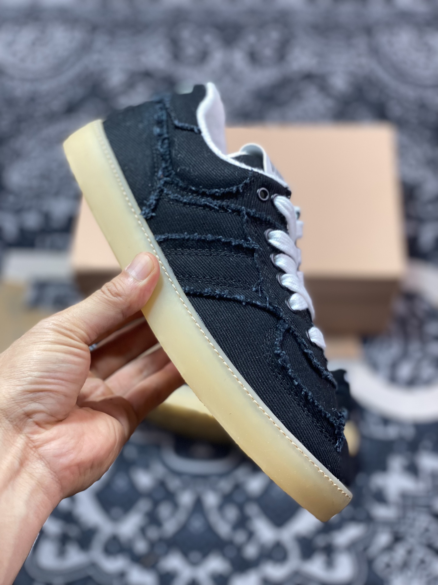 缪缪/MiuMiu Denim Low Sneakers 丹宁牛仔系列低帮板鞋“帆布黑须边生胶底”5E325E_CSL_F0V41_F_005