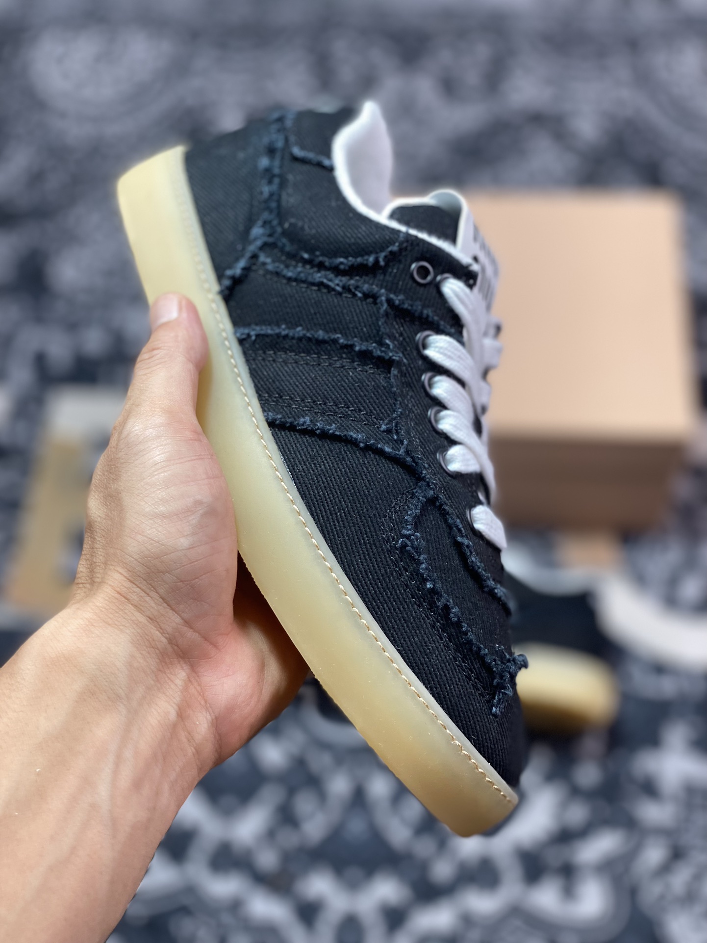 缪缪/MiuMiu Denim Low Sneakers 丹宁牛仔系列低帮板鞋“帆布黑须边生胶底”5E325E_CSL_F0V41_F_005