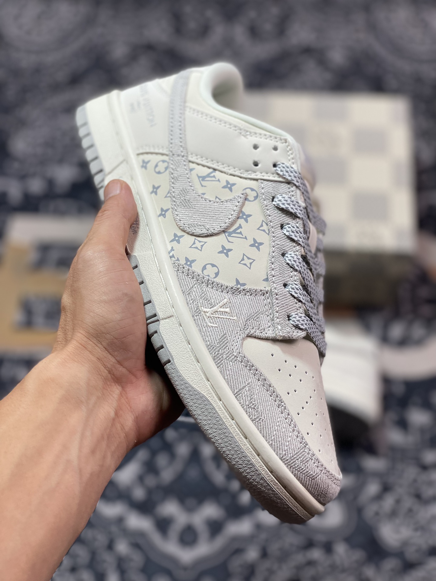 NK Dunk Low Retro ”DIY高端定制” LV白灰牛仔3M反光 低帮休闲运动板鞋 JH8310-947