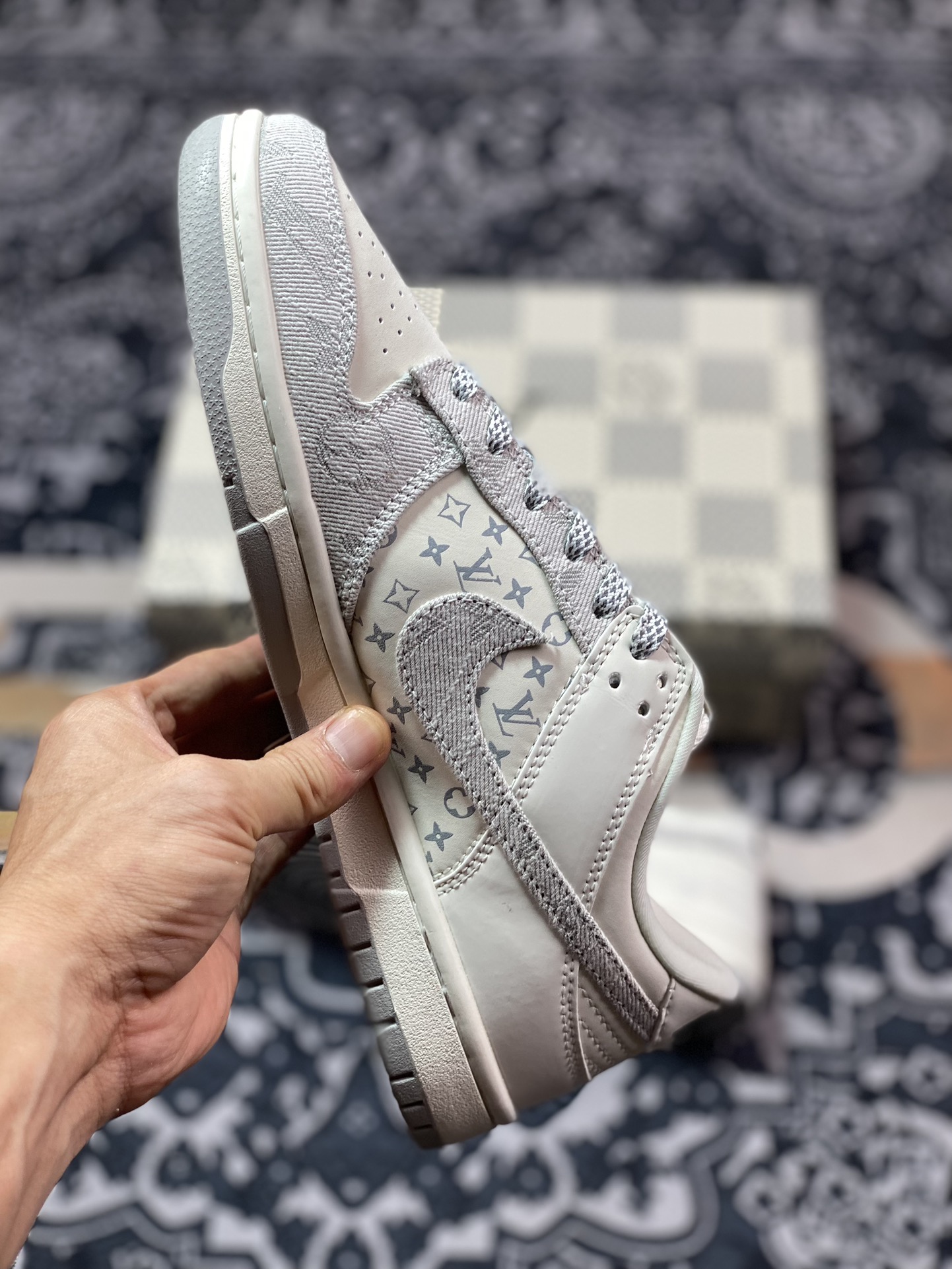 NK Dunk Low Retro ”DIY高端定制” LV白灰牛仔3M反光 低帮休闲运动板鞋 JH8310-947