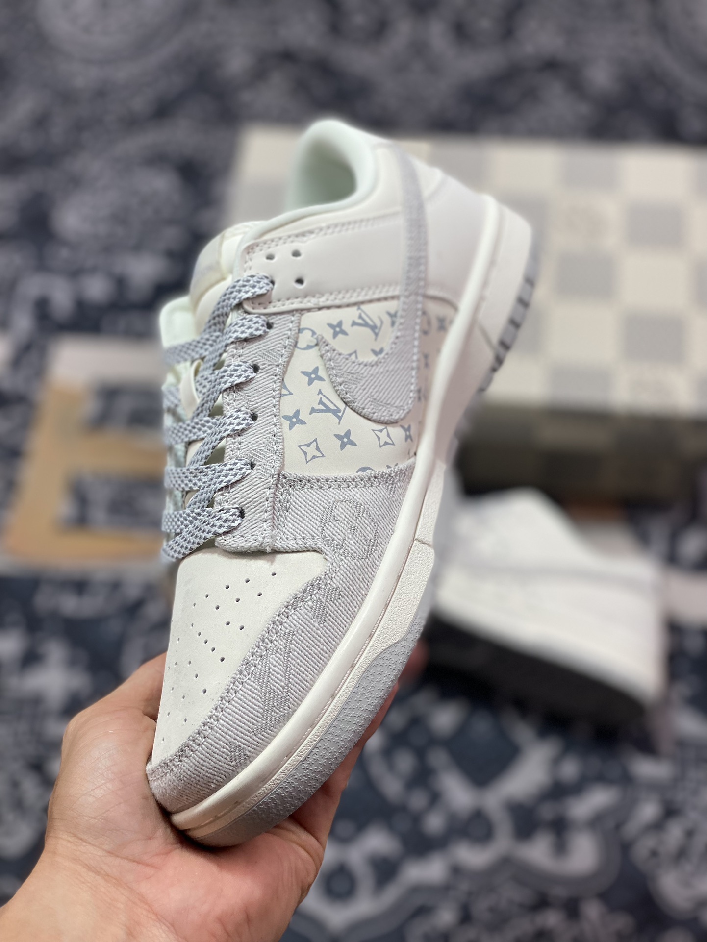 NK Dunk Low Retro ”DIY高端定制” LV白灰牛仔3M反光 低帮休闲运动板鞋 JH8310-947