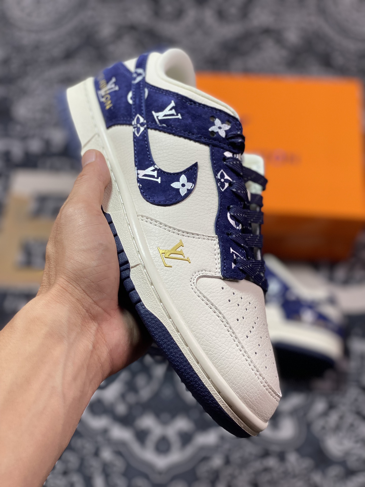 NK Dunk Low Retro ”DIY高端定制” LV米白深蓝 低帮休闲运动板鞋 XD6188-029