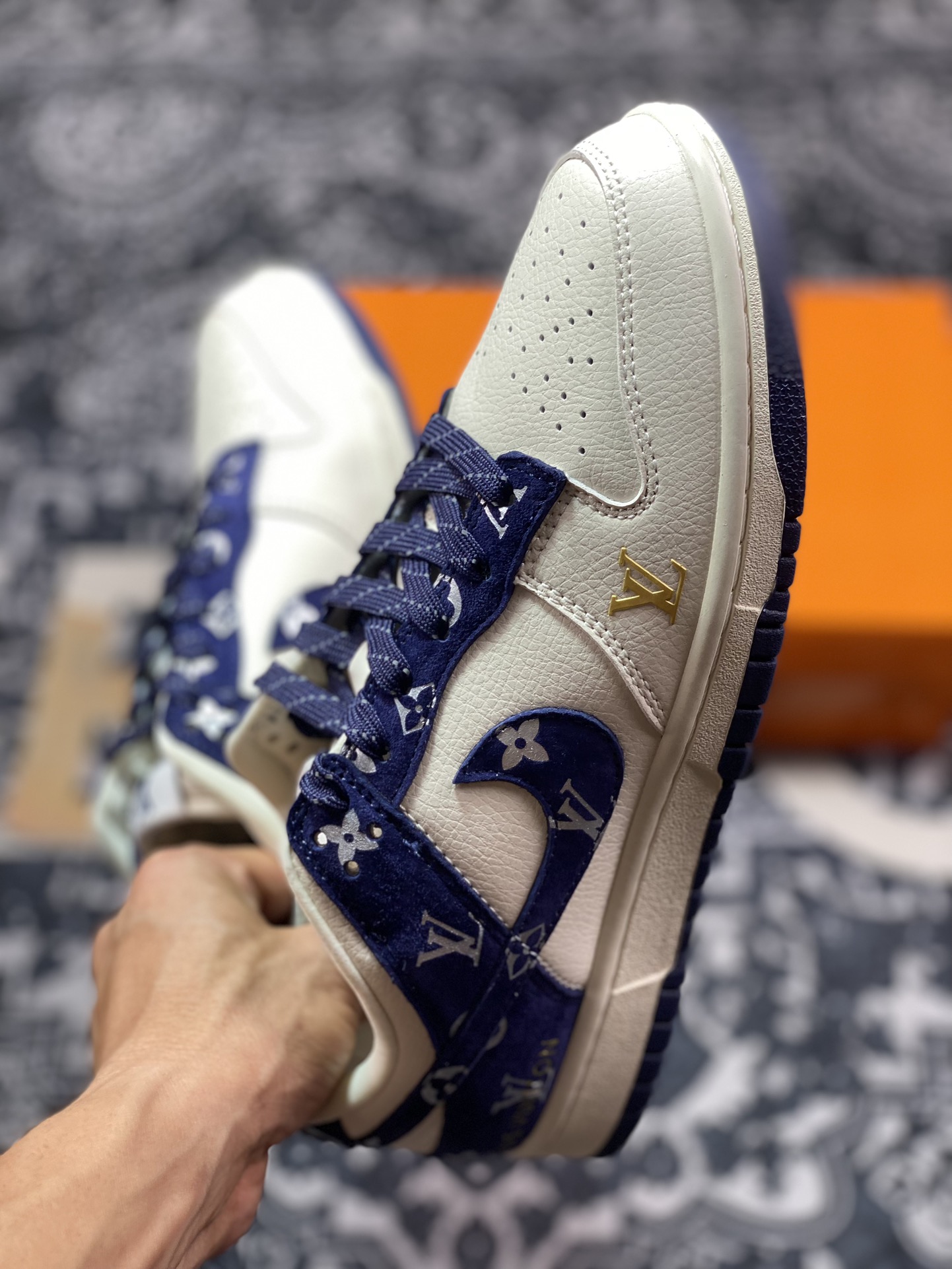 NK Dunk Low Retro ”DIY高端定制” LV米白深蓝 低帮休闲运动板鞋 XD6188-029