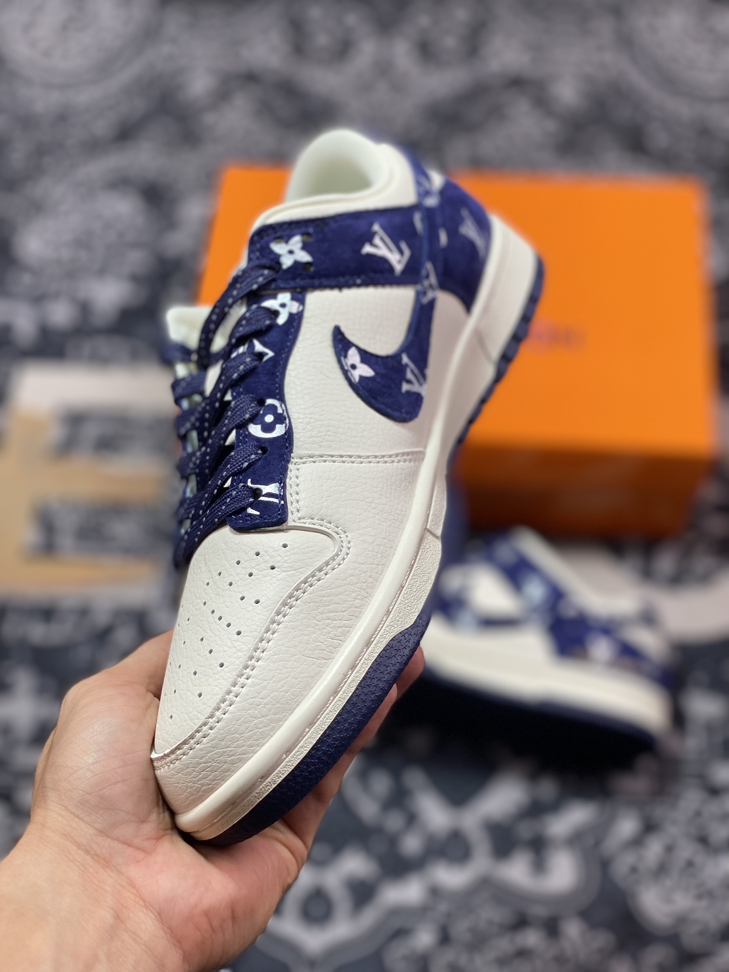 NK Dunk Low Retro ”DIY高端定制” LV米白深蓝 低帮休闲运动板鞋 XD6188-029