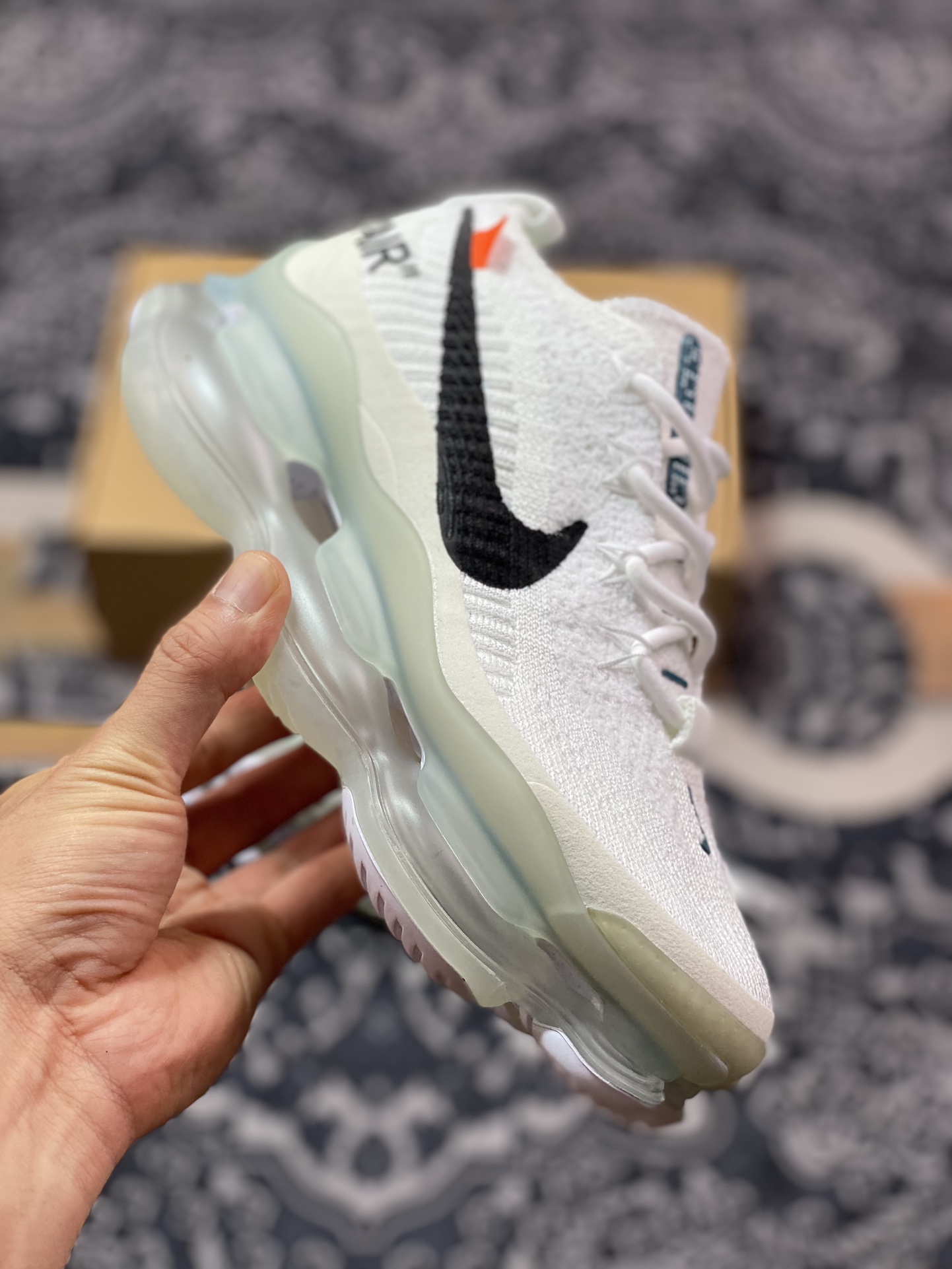 Off-White x Nike Air Max Scorpion Flyknit SE”White/Black”慢跑鞋“OW针织白黑橙”DJ4701-100