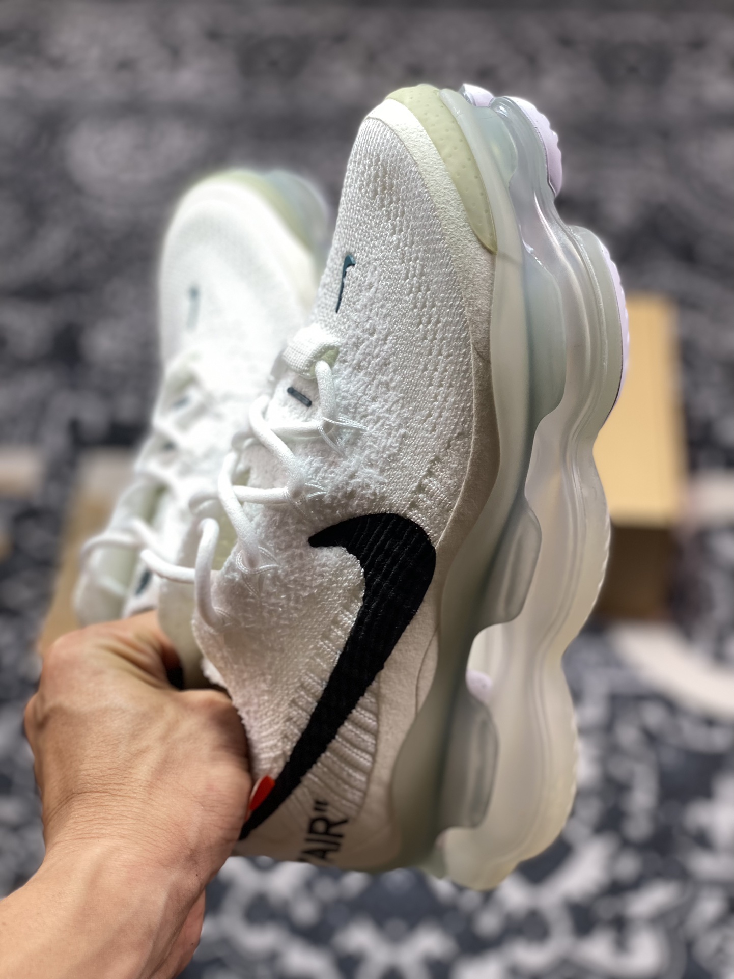 Off-White x Nike Air Max Scorpion Flyknit SE”White/Black”慢跑鞋“OW针织白黑橙”DJ4701-100