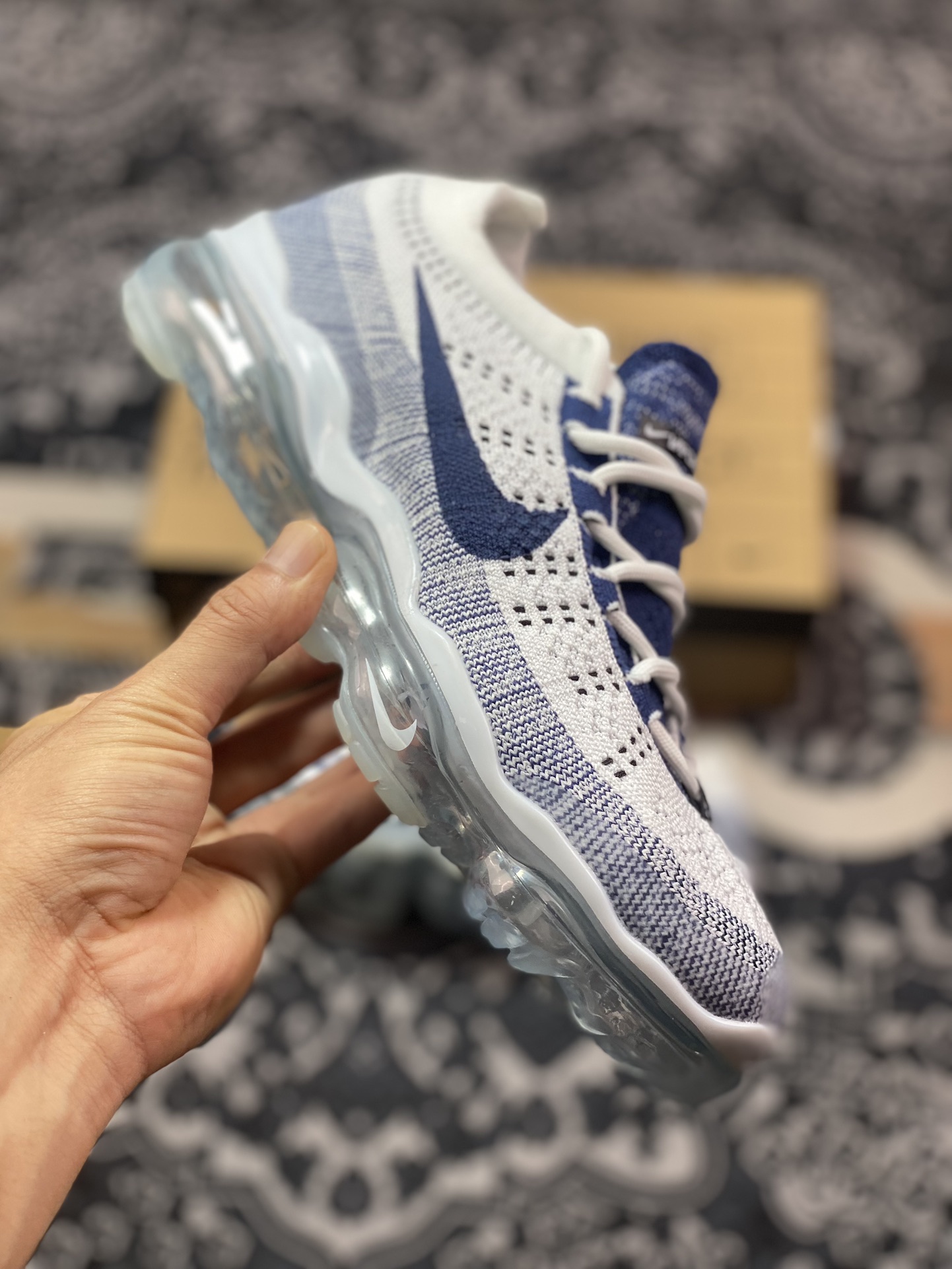 Nike Air VaporMax 2023 Flyknit FK”Pure Platinum Court Blue”2023款全掌气垫慢跑鞋“针织白藏蓝”DV1678-009