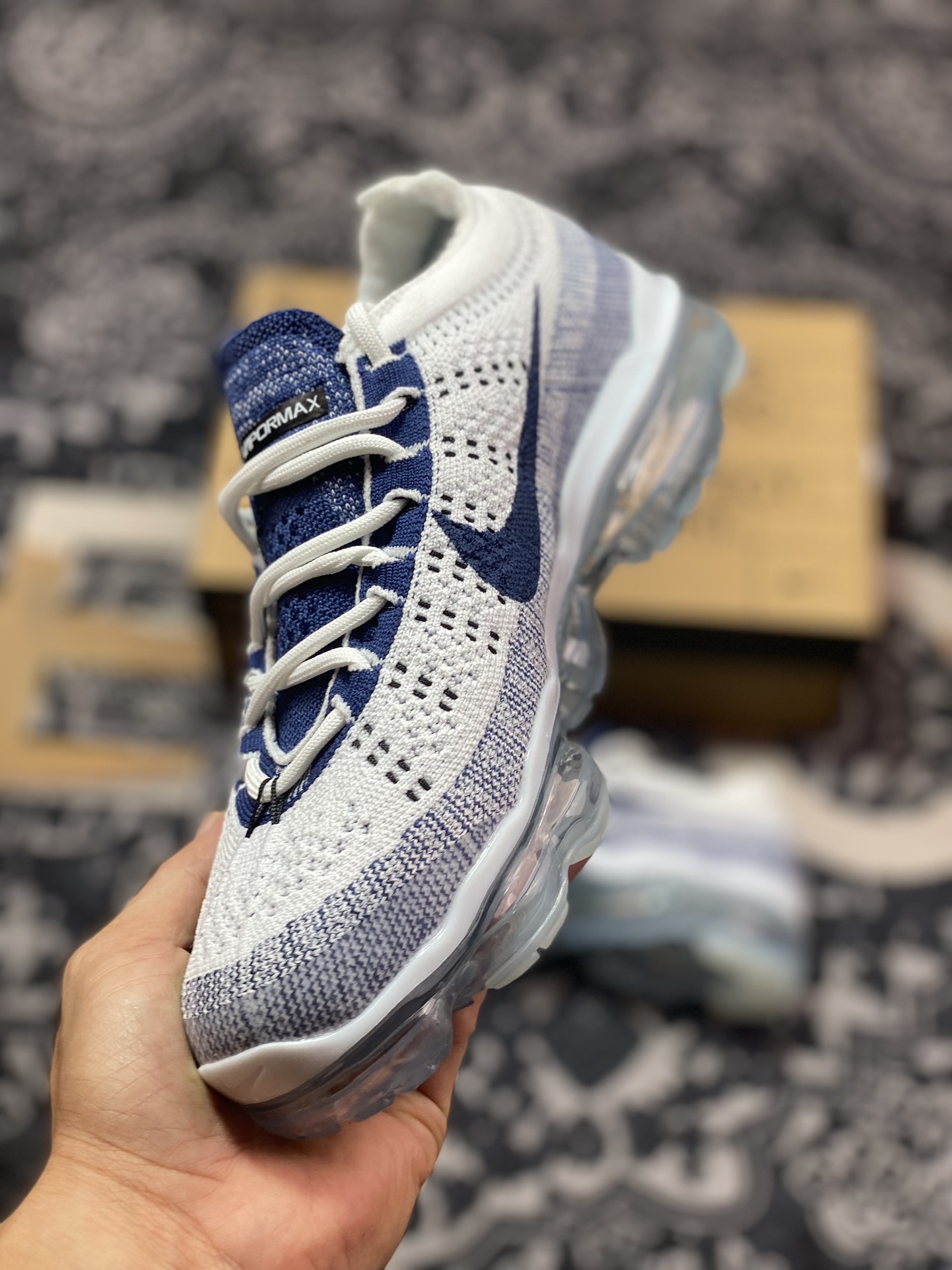 Nike Air VaporMax 2023 Flyknit FK”Pure Platinum Court Blue”2023款全掌气垫慢跑鞋“针织白藏蓝”DV1678-009