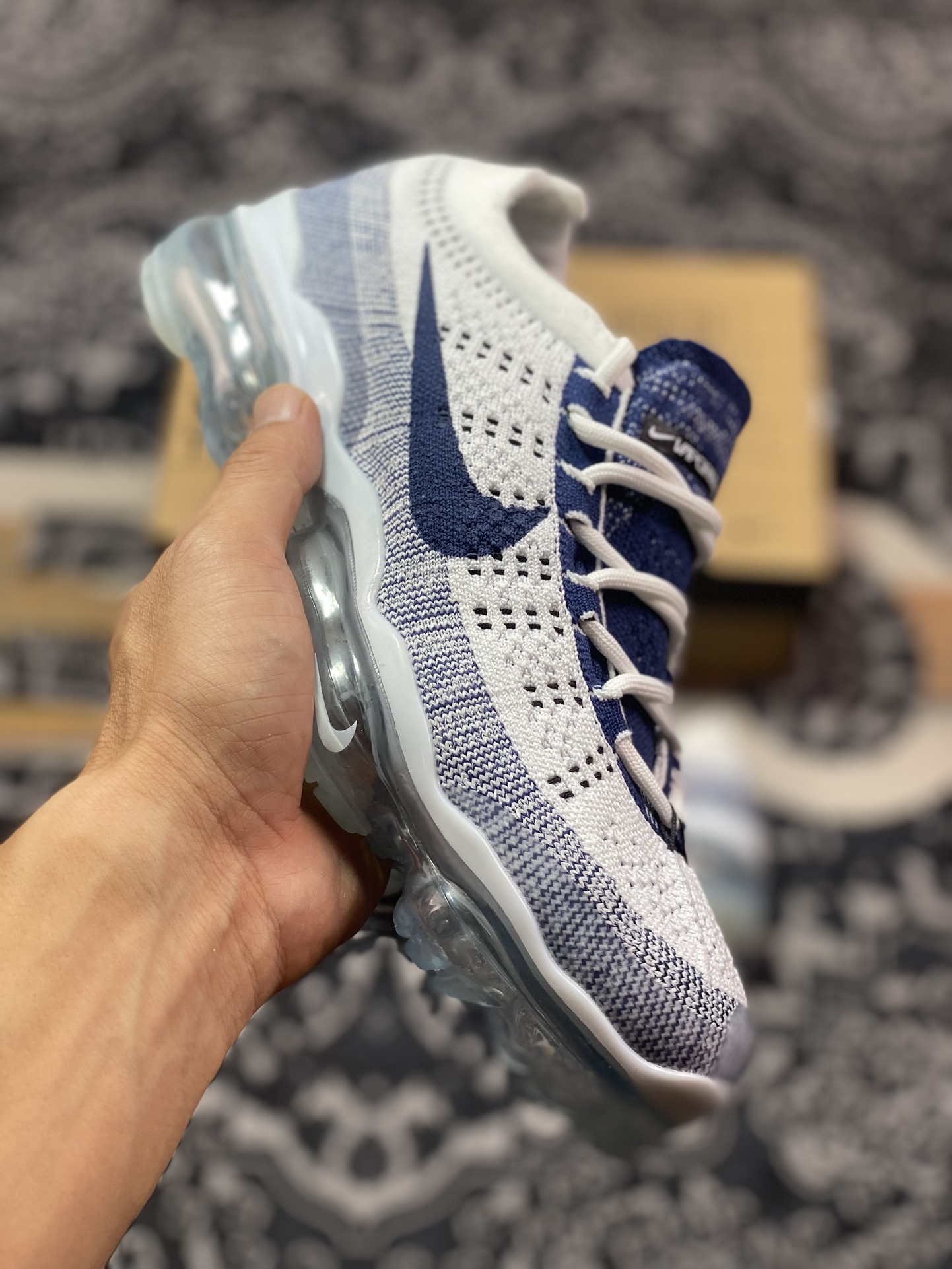 Nike Air VaporMax 2023 Flyknit FK”Pure Platinum Court Blue”2023款全掌气垫慢跑鞋“针织白藏蓝”DV1678-009