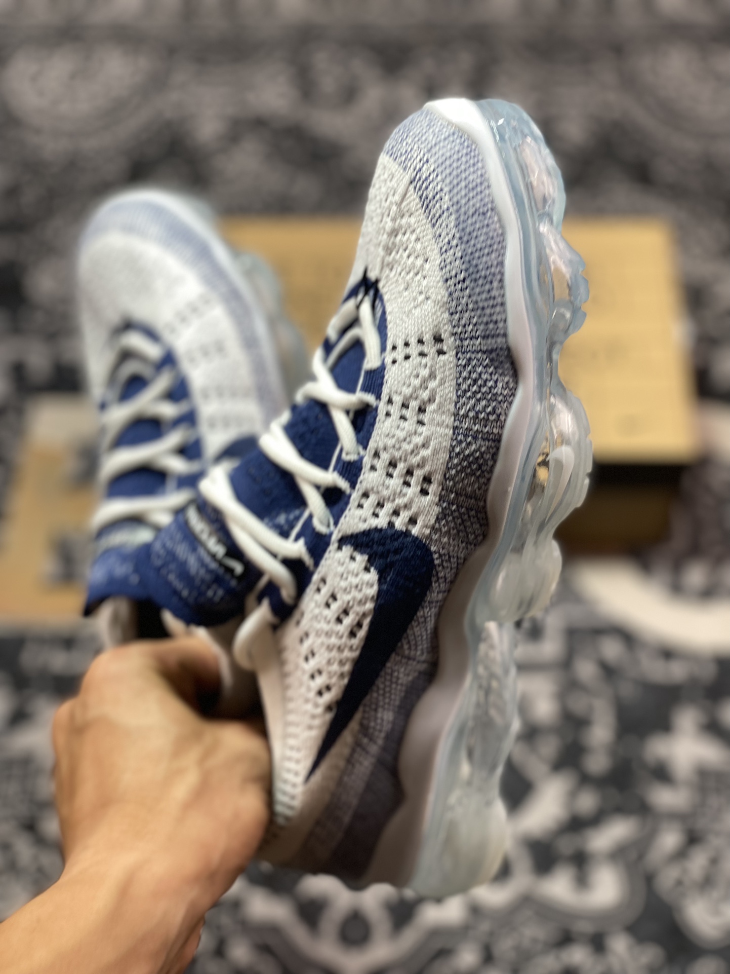 Nike Air VaporMax 2023 Flyknit FK”Pure Platinum Court Blue”2023款全掌气垫慢跑鞋“针织白藏蓝”DV1678-009