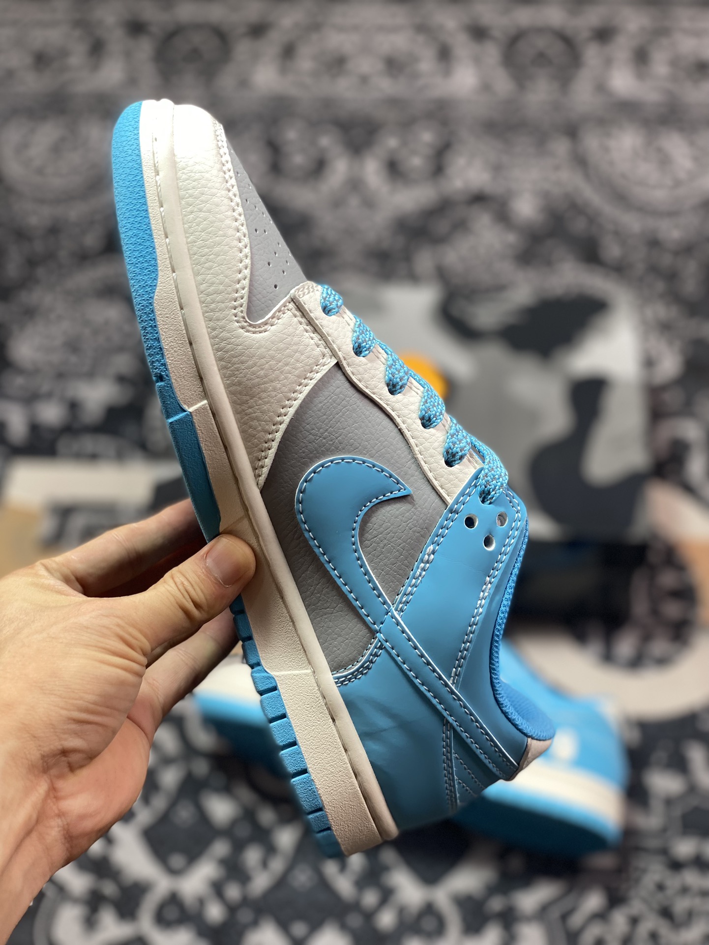 原装级别NK Dunk Low Retro ”DIY高端定制” Bape米灰蓝 BB8969-002