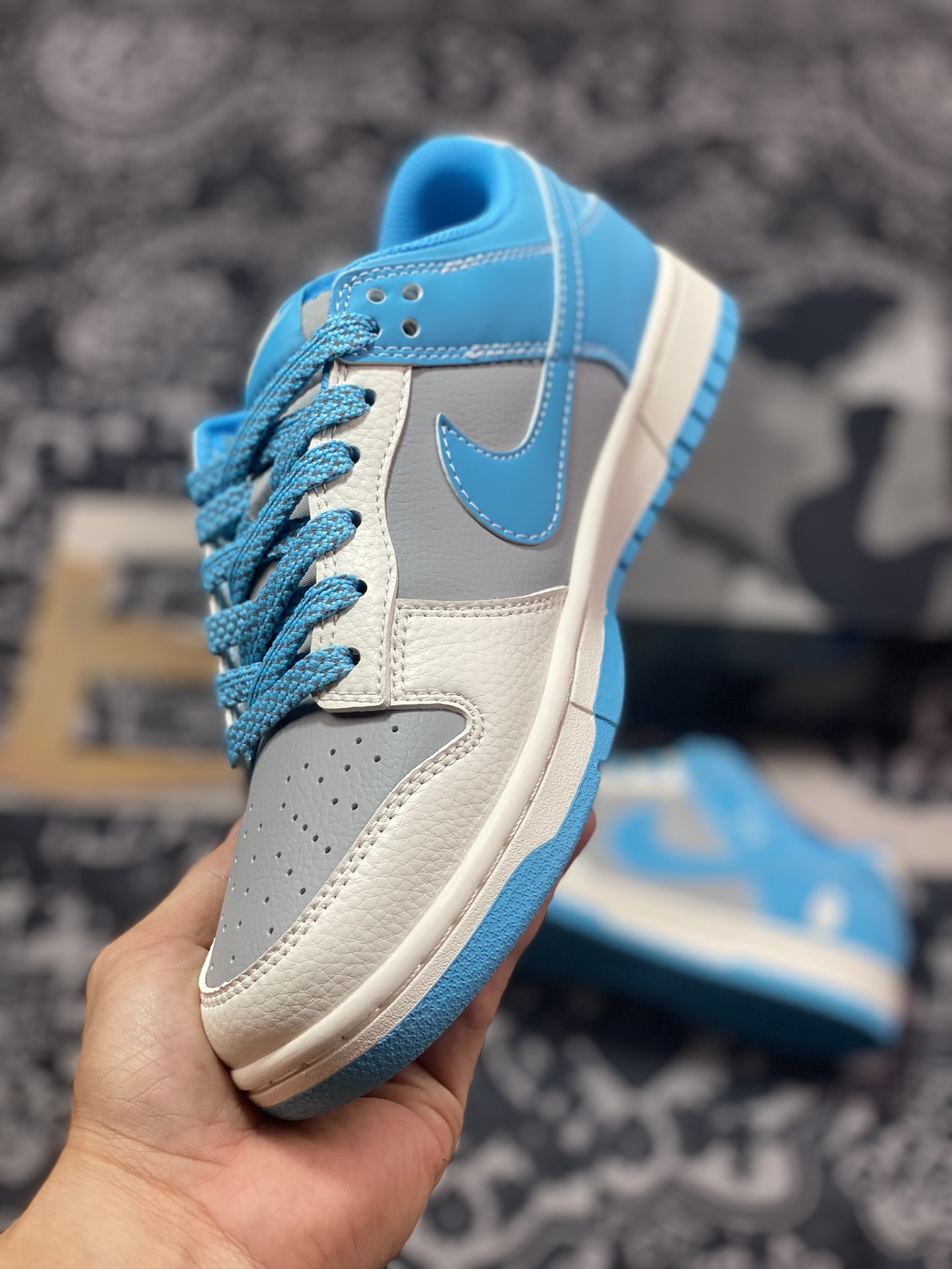 原装级别NK Dunk Low Retro ”DIY高端定制” Bape米灰蓝 BB8969-002