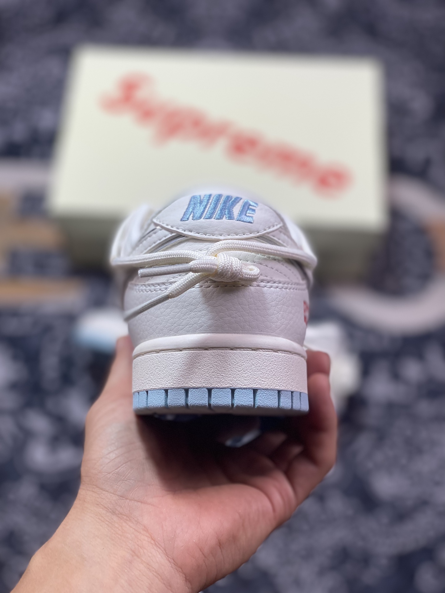 原装级别 NK Dunk Low Retro ”DIY高端定制” Sup米白冰蓝解构绑带 JJ5688-107