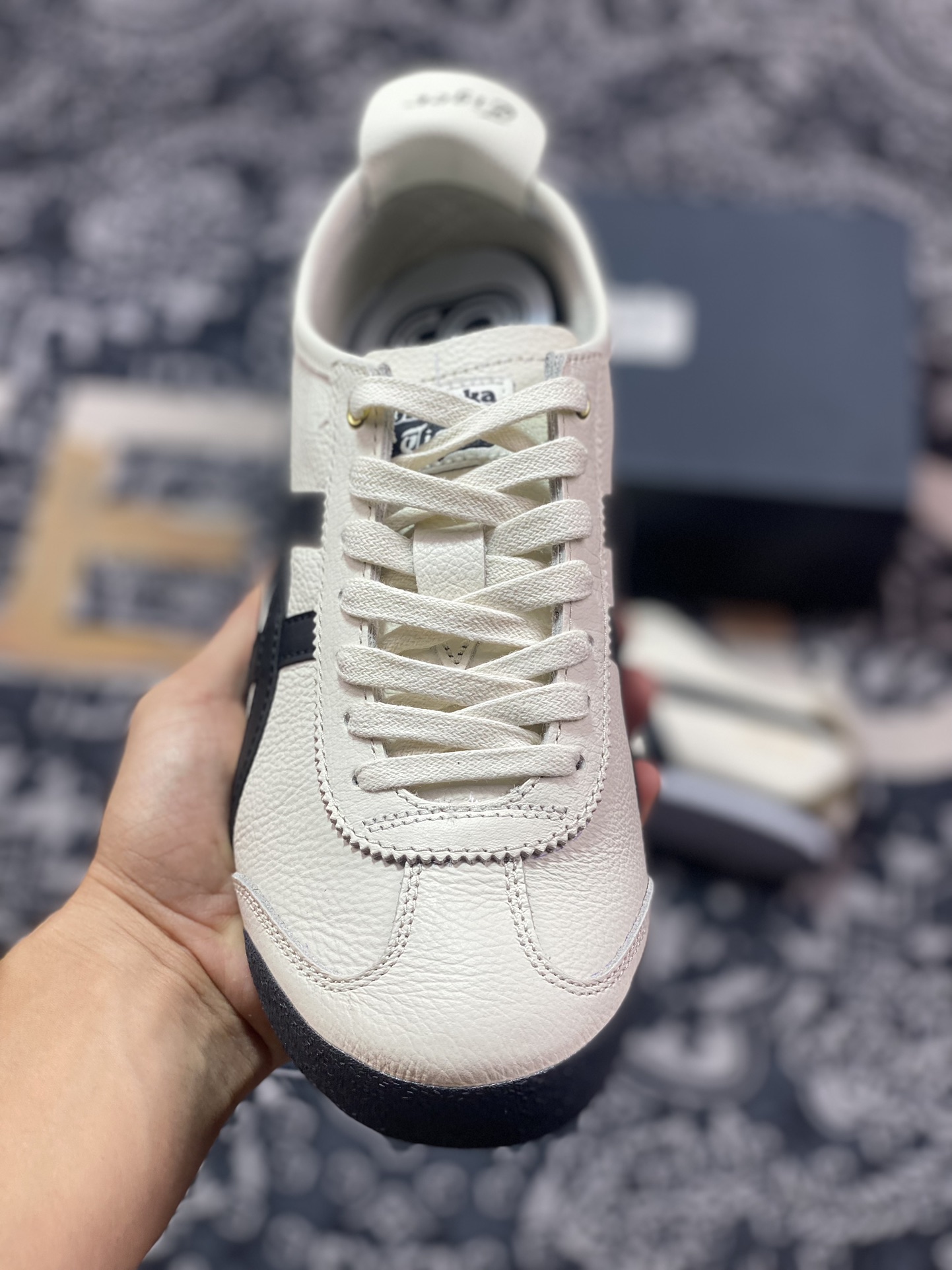 鬼塚虎/Onitsuka Tiger Mexico 66经典墨西哥系列低帮慢跑鞋“皮革奶白黑金”1183B493-100