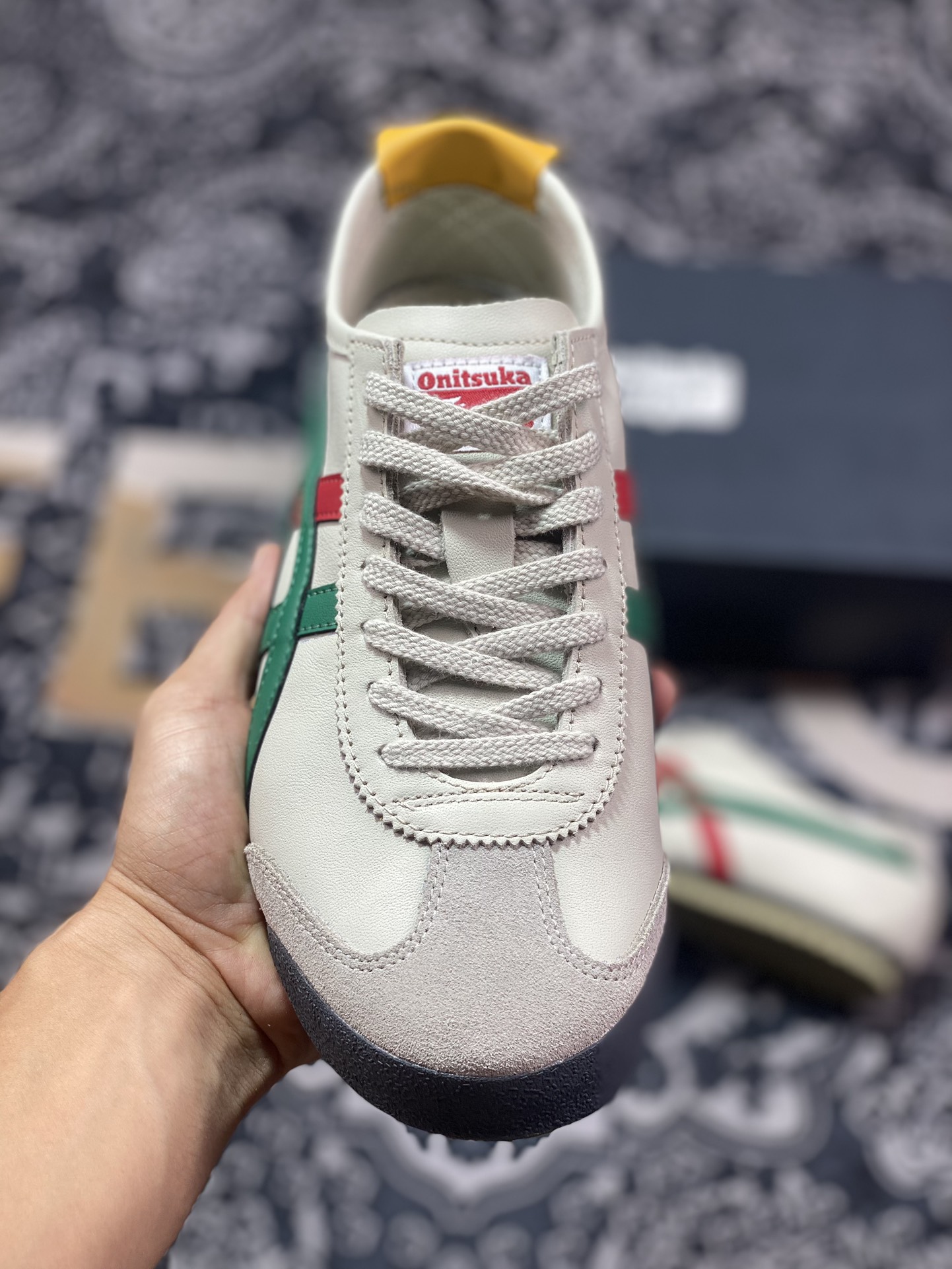 鬼塚虎/Onitsuka Tiger Mexico 66经典墨西哥系列低帮慢跑鞋“皮革乳白牙买加绿红黄”1183C102-201