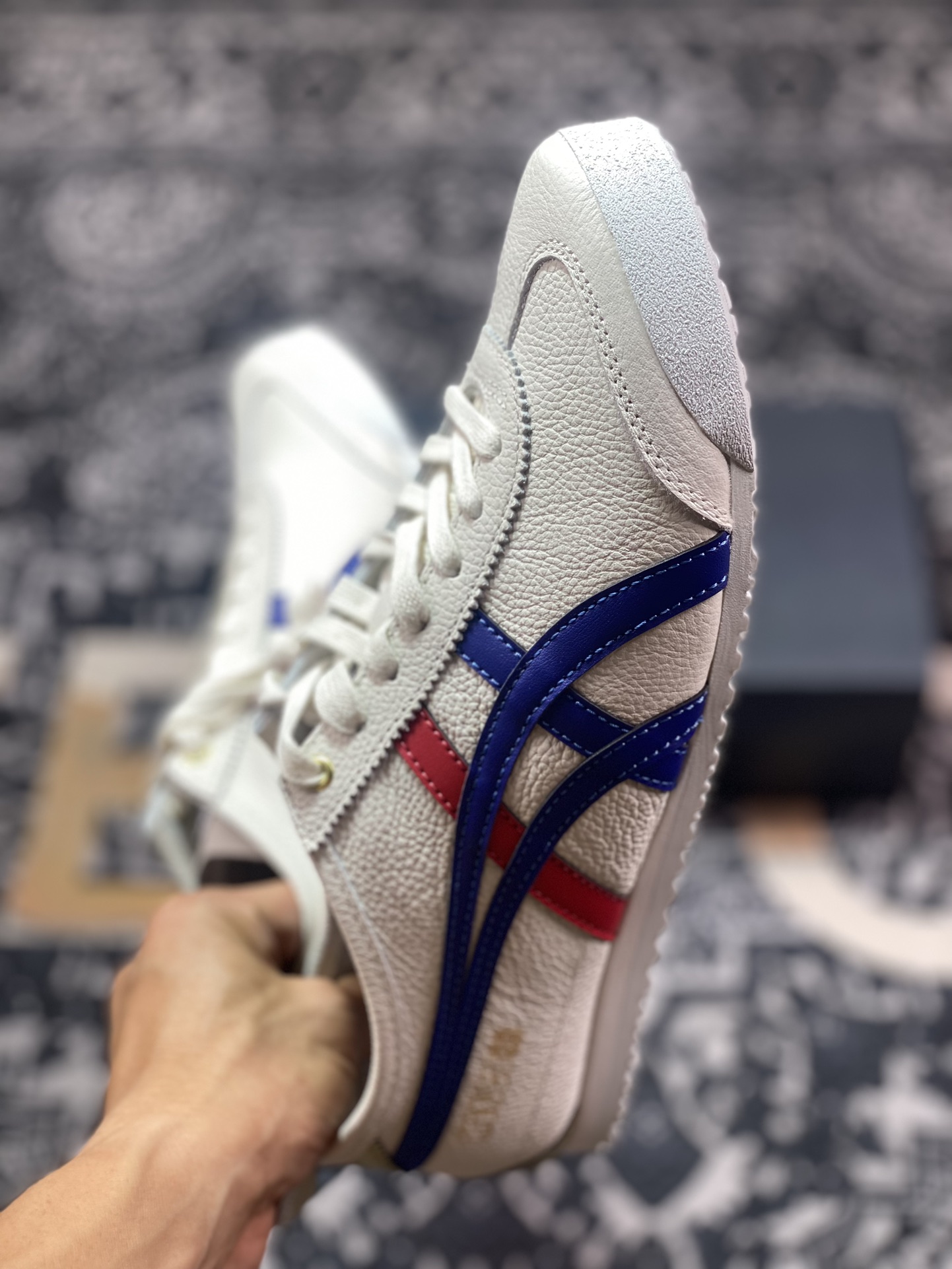 鬼塚虎/Onitsuka Tiger Mexico 66经典墨西哥系列低帮皮革慢跑鞋“皮革白宝蓝红金”D507L-0152