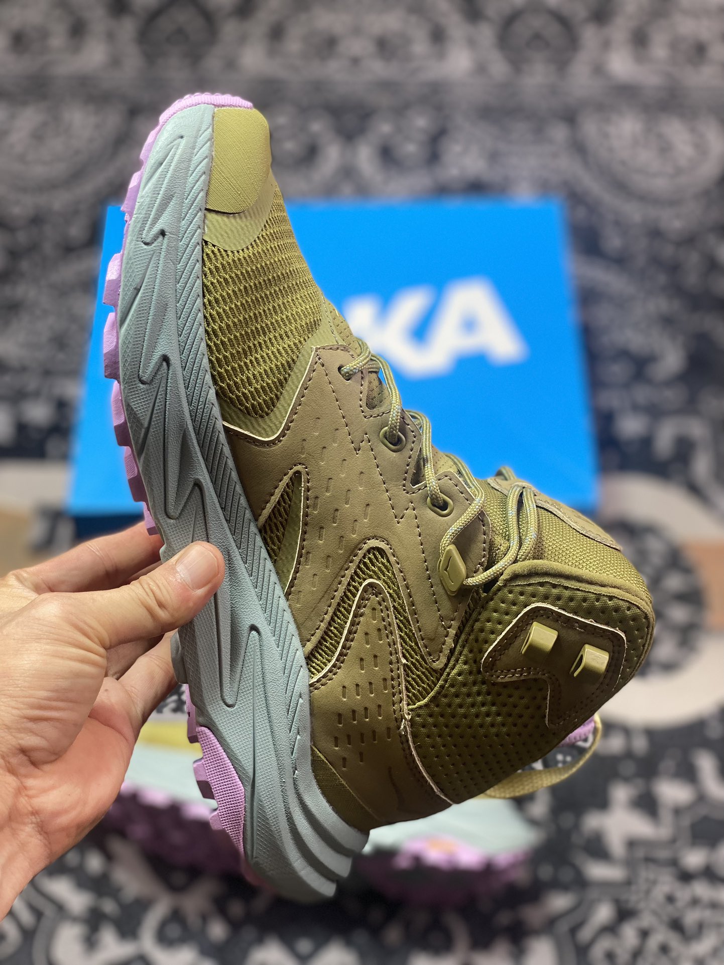 美国新兴跑鞋品牌Hoka One One Anacapa 2 Mid Gore Tex 阿纳卡帕2代运动鞋“苔藓绿紫”1142831/GMAG