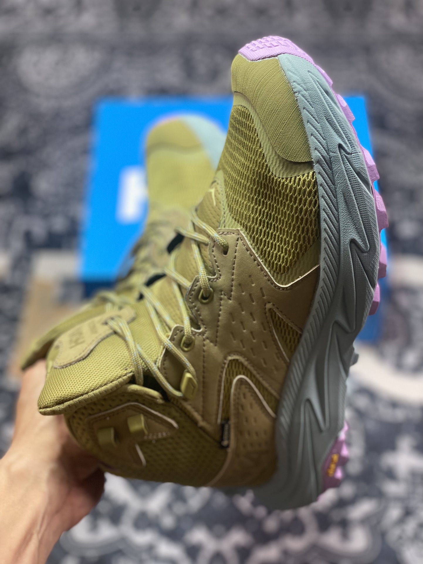 美国新兴跑鞋品牌Hoka One One Anacapa 2 Mid Gore Tex 阿纳卡帕2代运动鞋“苔藓绿紫”1142831/GMAG