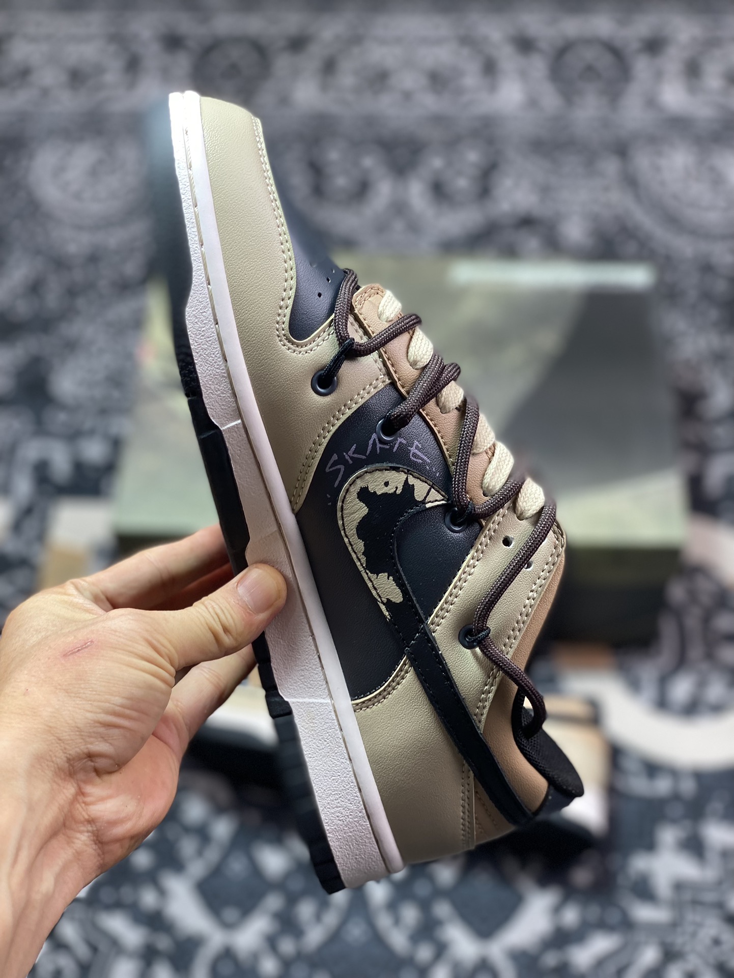 定制大盒 Nk Dunk Low 熊猫恶作剧-滑行轨迹 SB绑带低帮休闲板鞋 DD1391-100