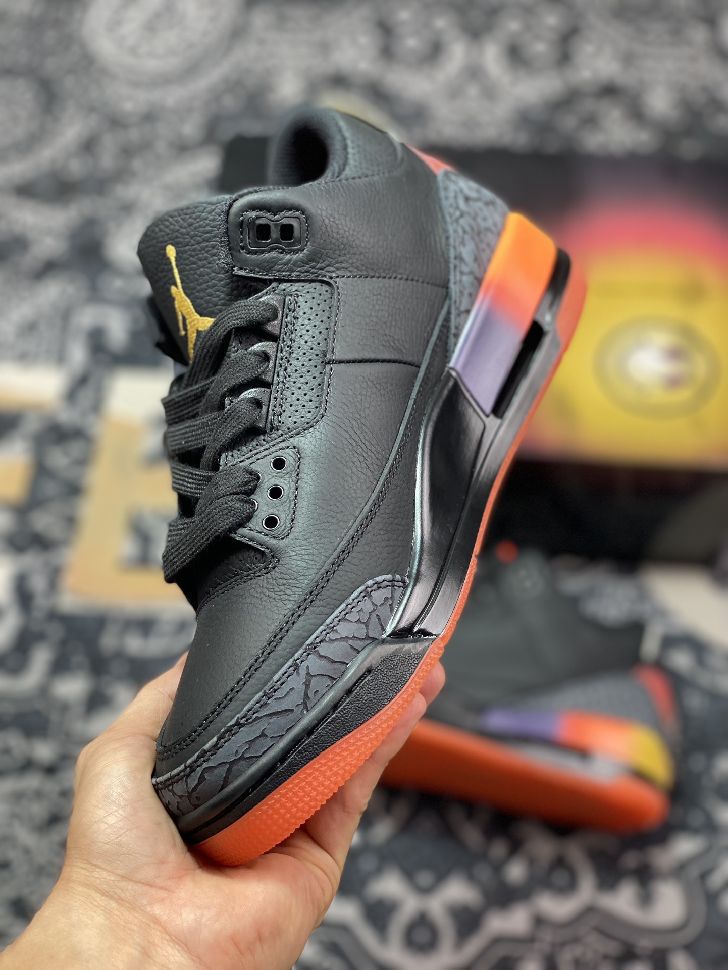 OWF纯原版 J Balvin x Air Jordan AJ3 联名黑红 彩虹渐变 FN0344-001