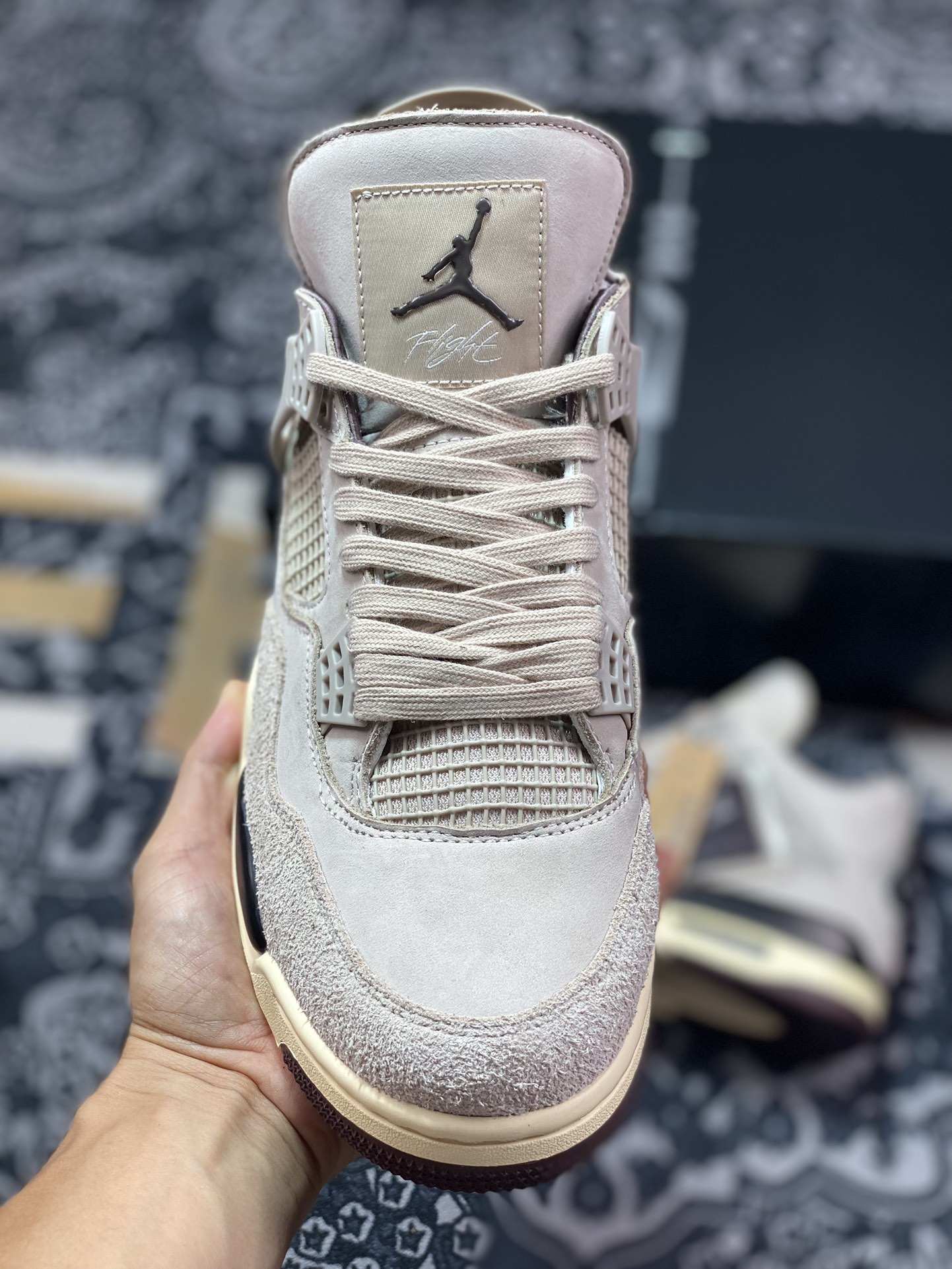 F版 Air Jordan 4 Retro x Ma Maniere ”Foil Stone” 淡粉 潮流复古篮球鞋 FZ4810-200