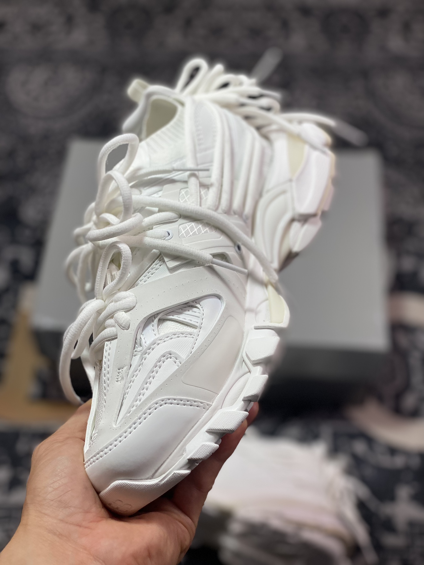 巴黎世家BALENCIAGA Track SOCK Trainers 3.0代针织版系列低帮慢跑鞋“针织全白蝴蝶结”786283 W3CO1 2000