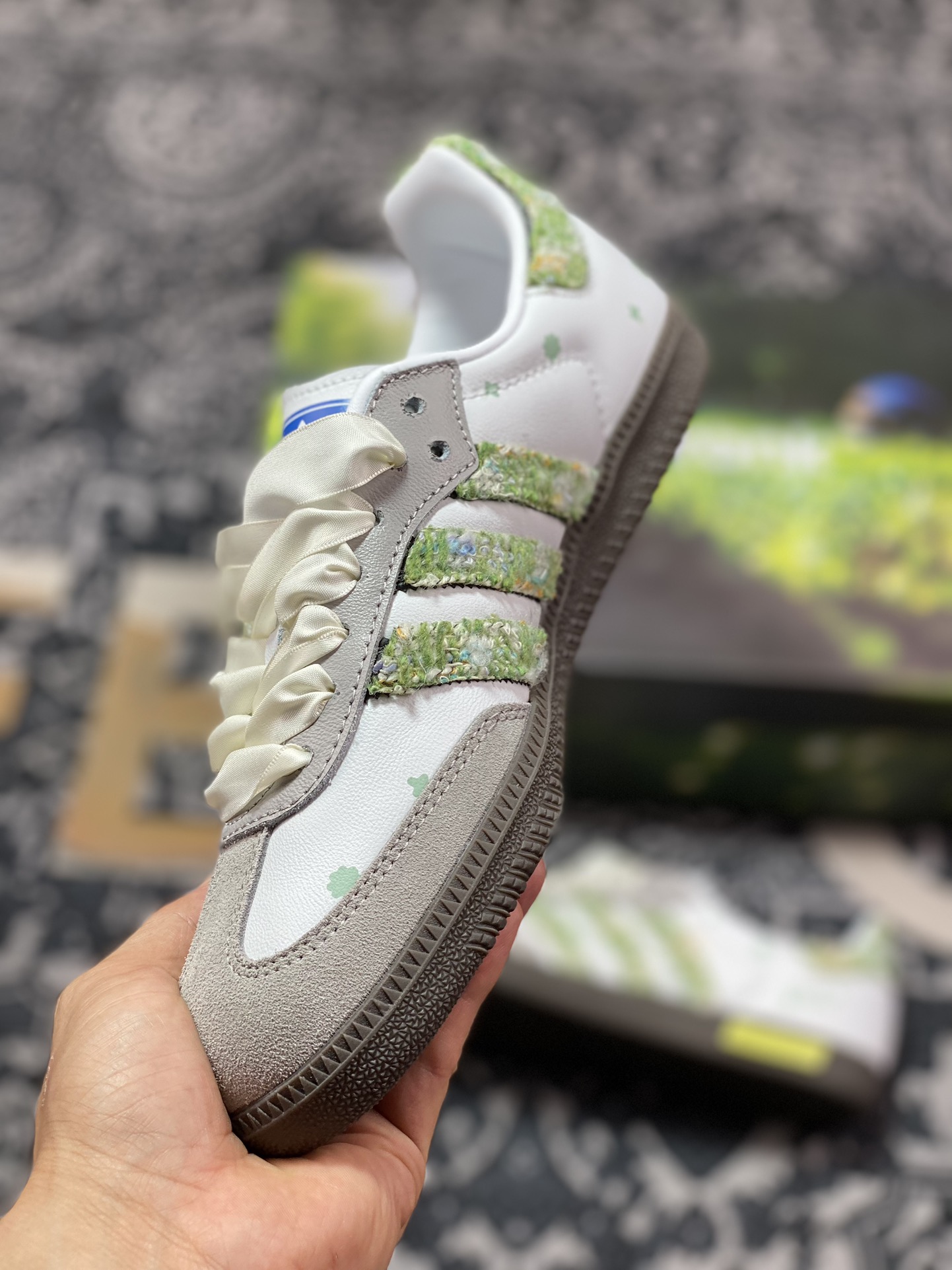 0 阿迪达斯/三叶草Adidas Originals Samba OG 桑巴舞系列板鞋“白灰绿满园春”B75806