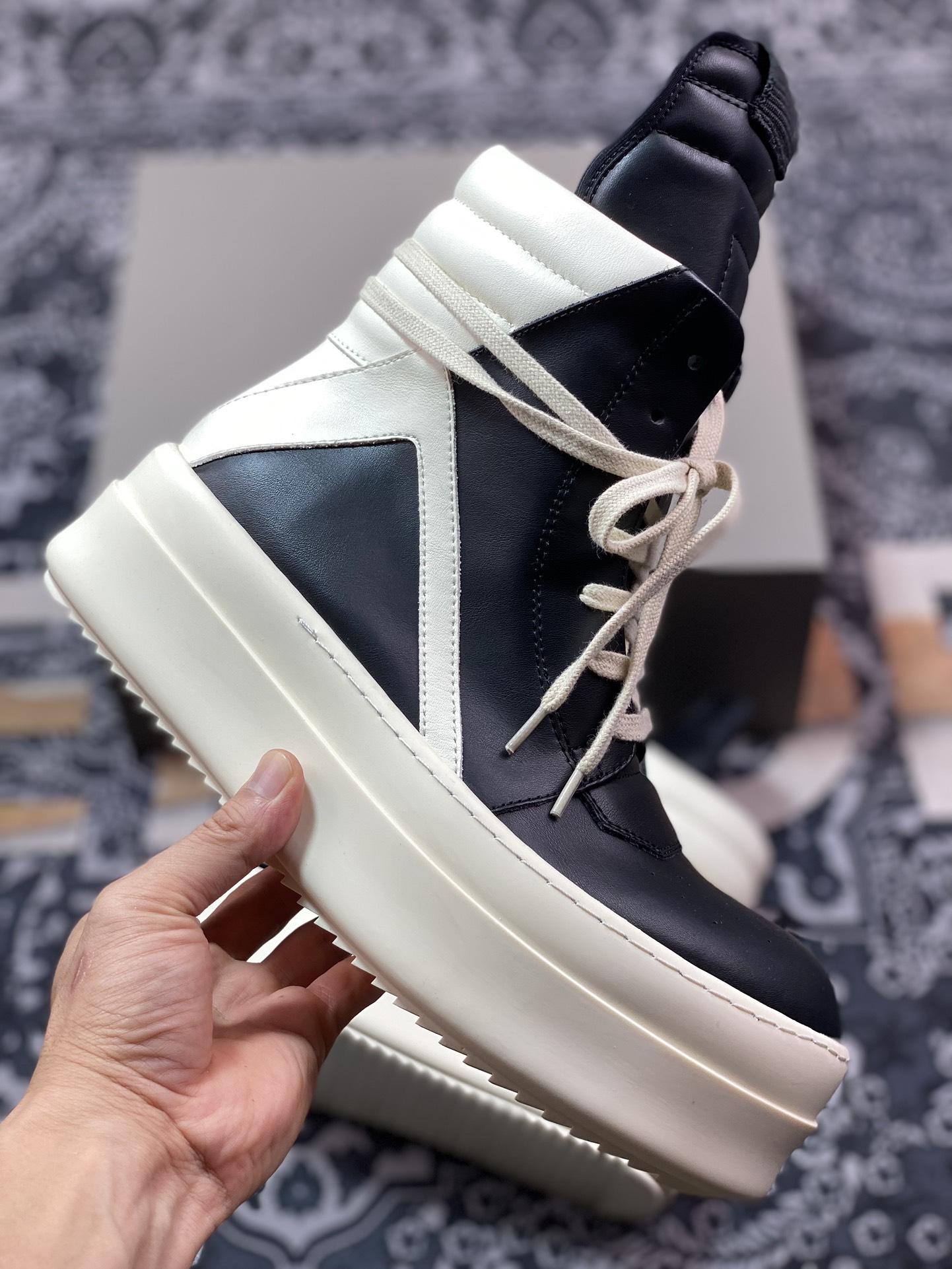 纯原 Rick Owens 瑞克 欧文斯 倒三角款 高帮休闲鞋 6cm厚底高帮