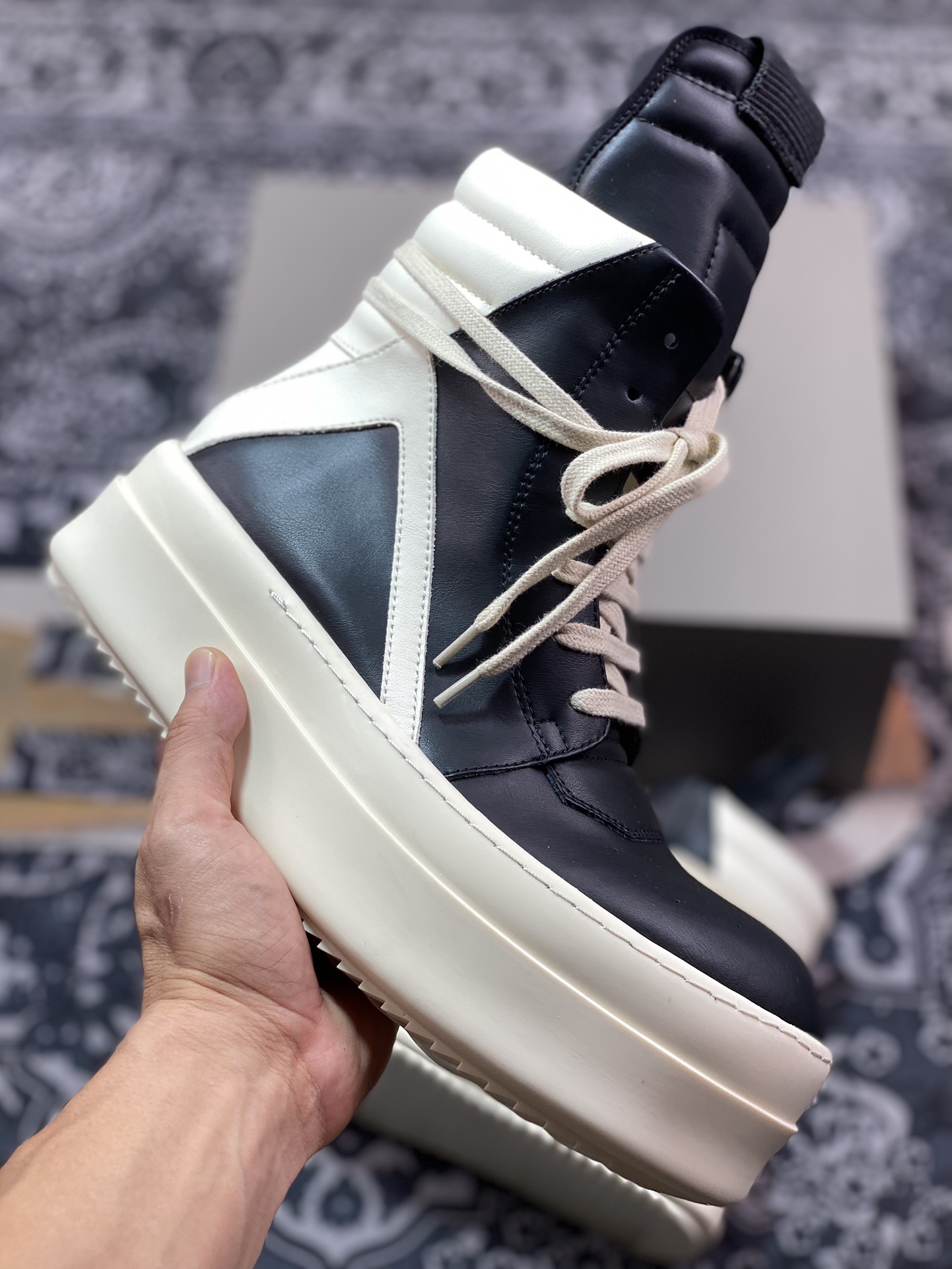 纯原 Rick Owens 瑞克 欧文斯 倒三角款 高帮休闲鞋 6cm厚底高帮