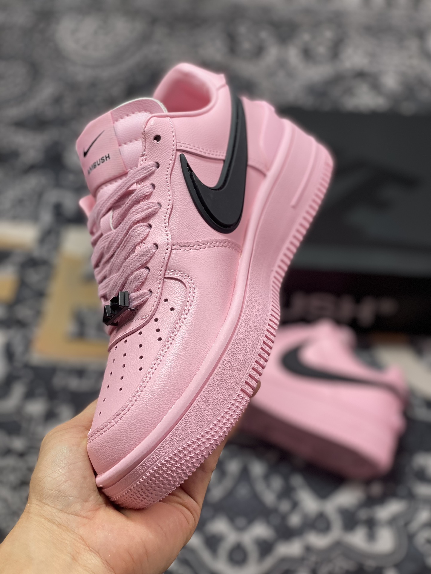 AMBUSH x Nike Air Force 1 Low SP”Pink Black”空军一号板鞋“联名粉黑大钩”DV3464-800