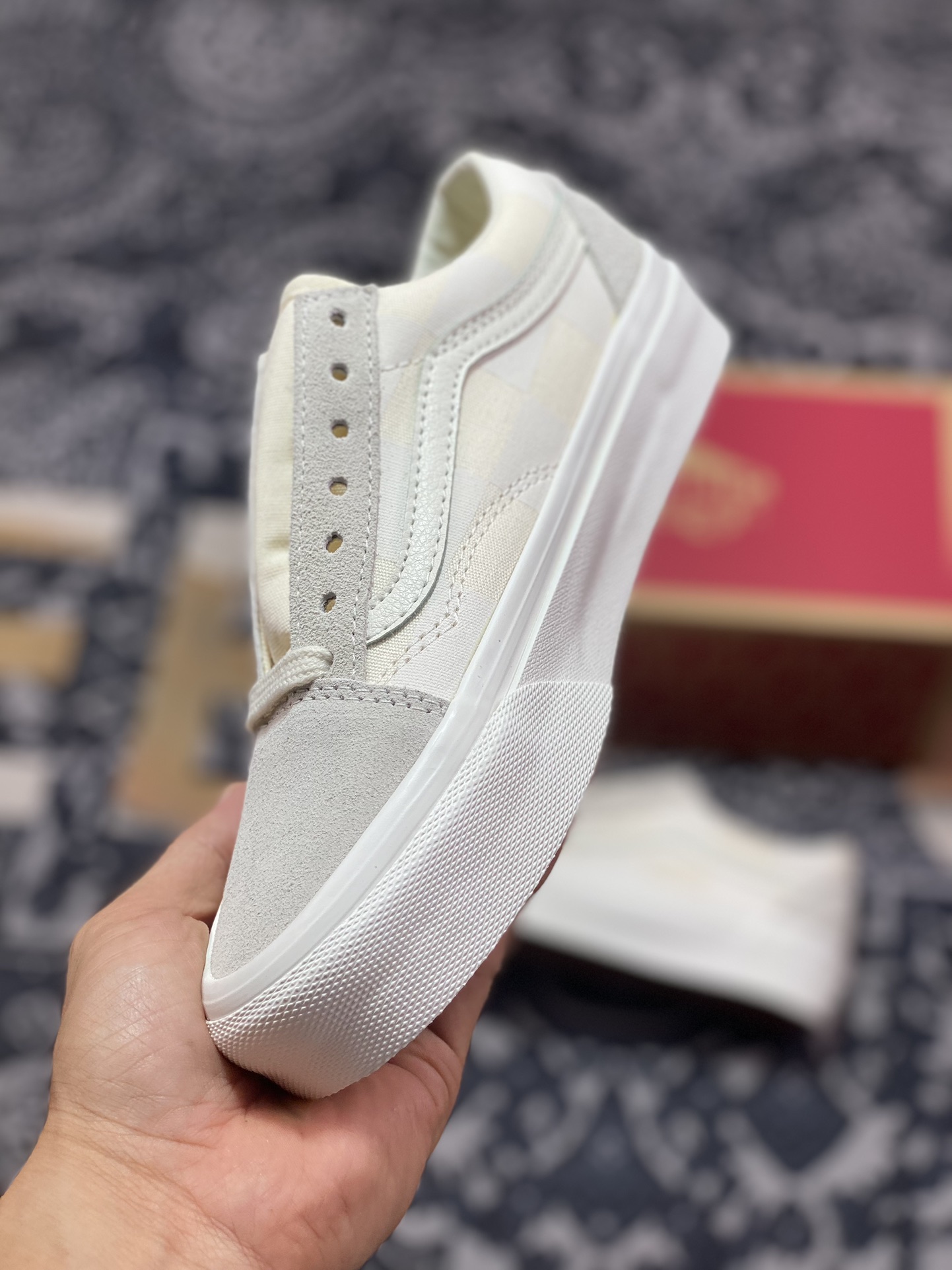 Vans Old Skool 灰白棋盘格 舒适百搭 防滑减震 休闲硫化板鞋