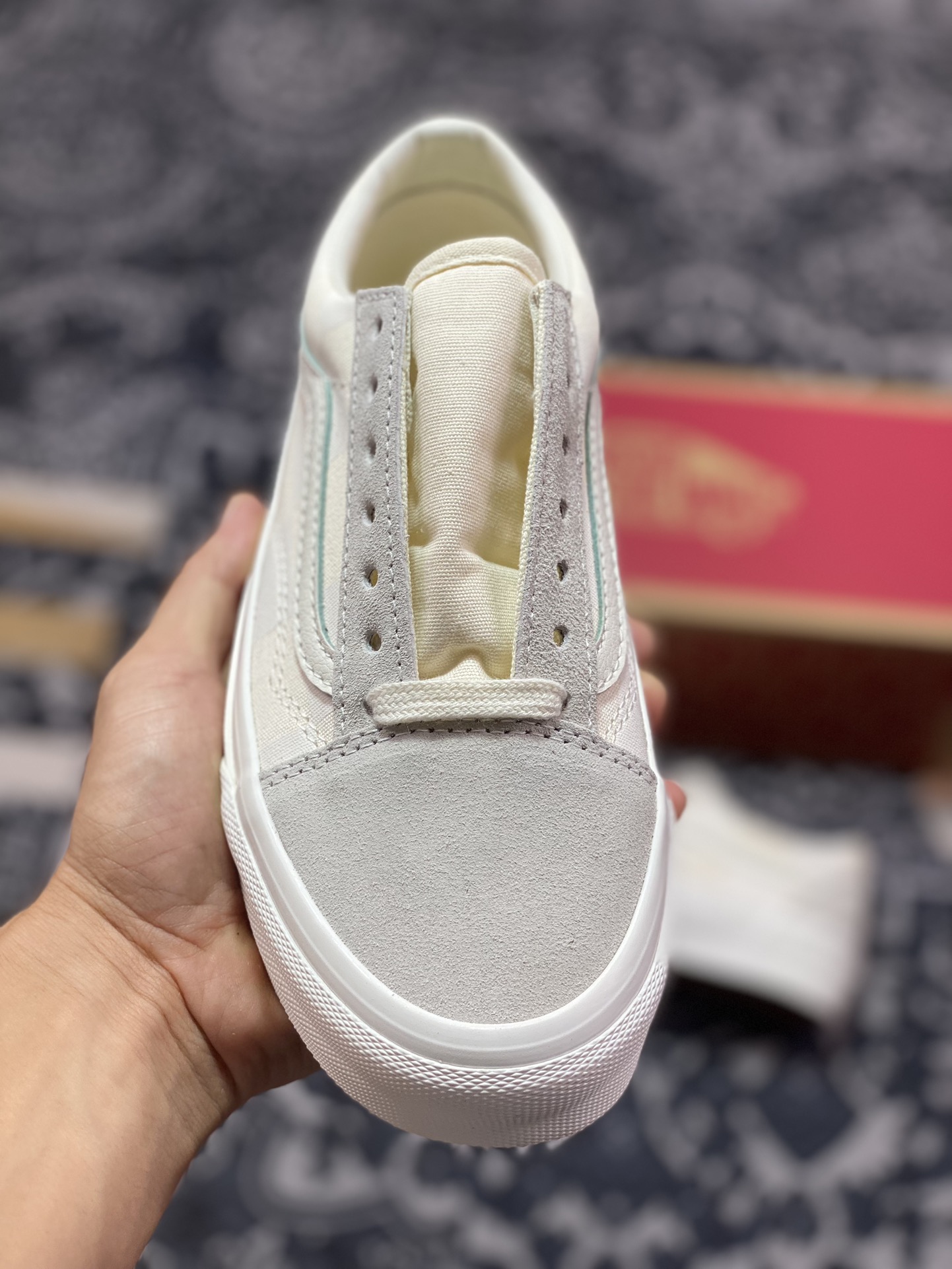 Vans Old Skool 灰白棋盘格 舒适百搭 防滑减震 休闲硫化板鞋