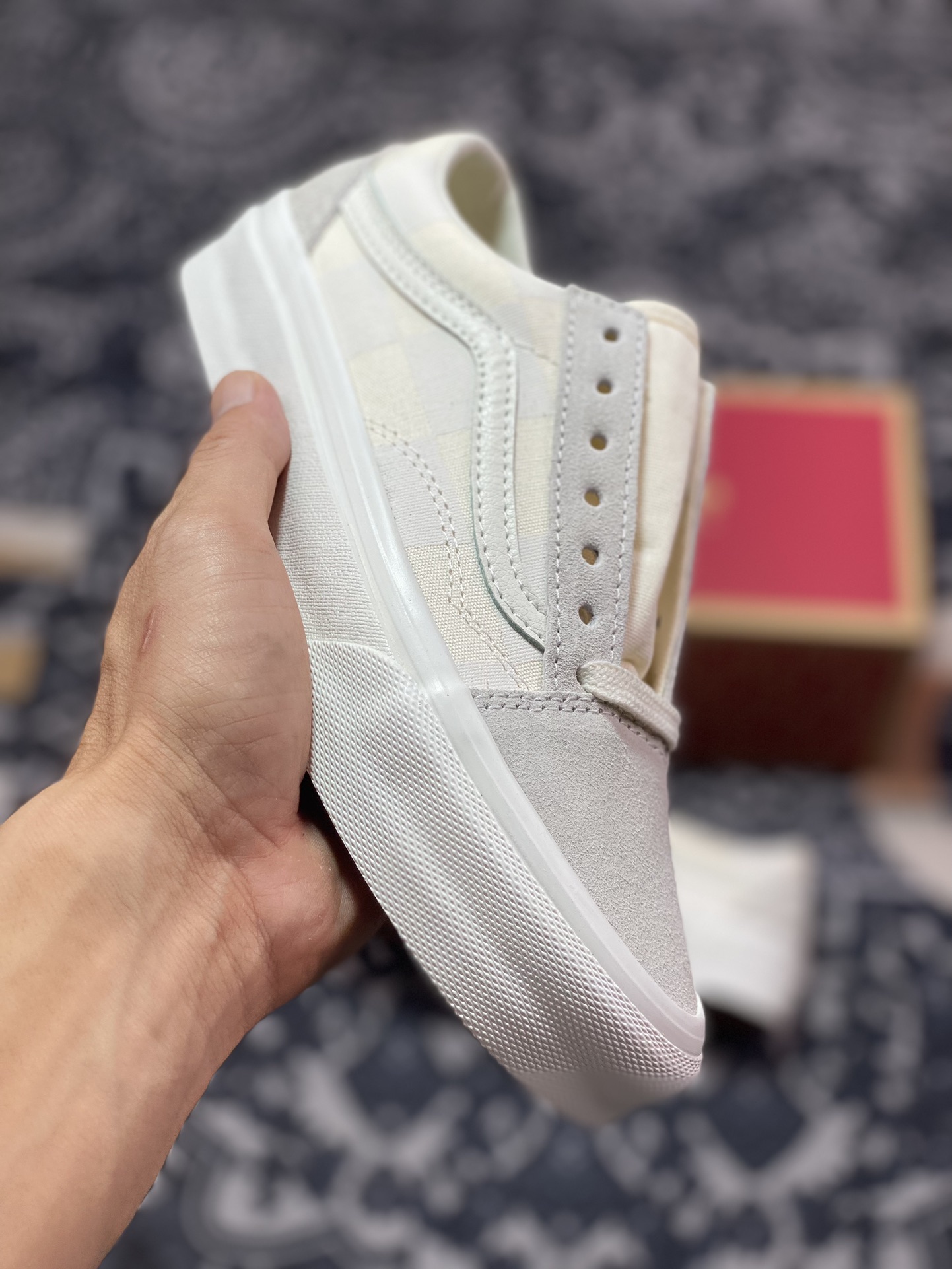 Vans Old Skool 灰白棋盘格 舒适百搭 防滑减震 休闲硫化板鞋