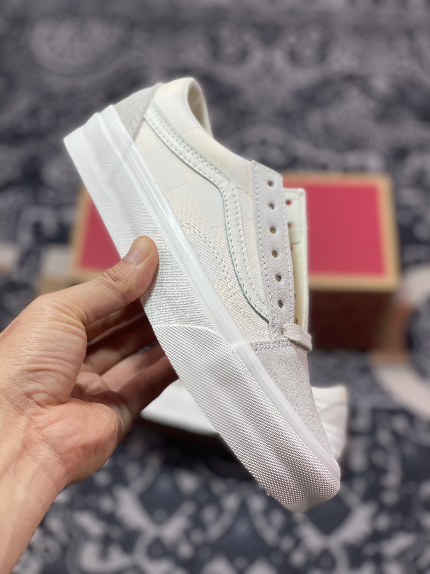 Vans Old Skool 灰白棋盘格 舒适百搭 防滑减震 休闲硫化板鞋