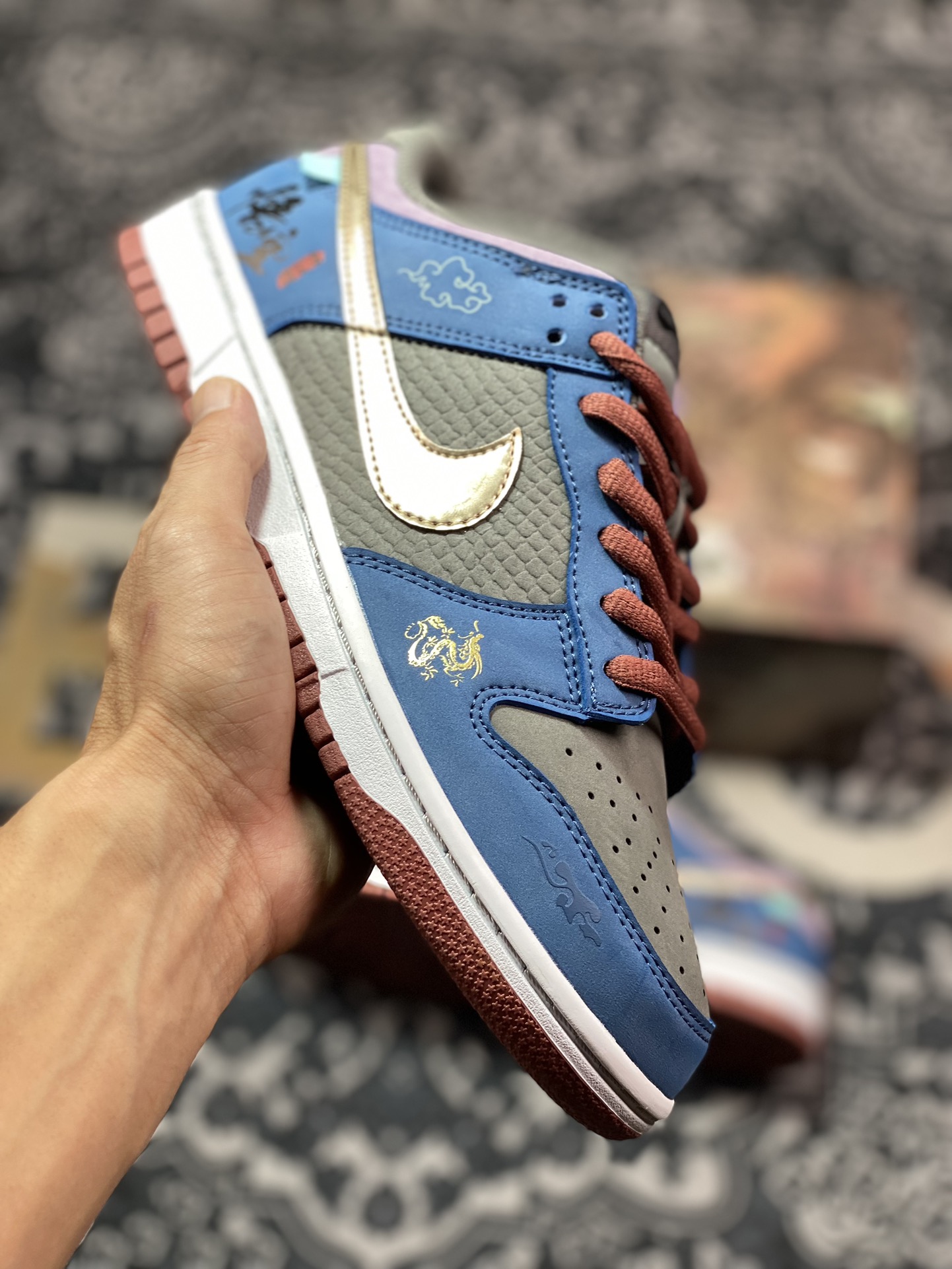 耐克Nike SB Dunk Low”Black Myth: Wu kong”扣篮板鞋“藏蓝灰酒红金黑悟空”DV2433-109