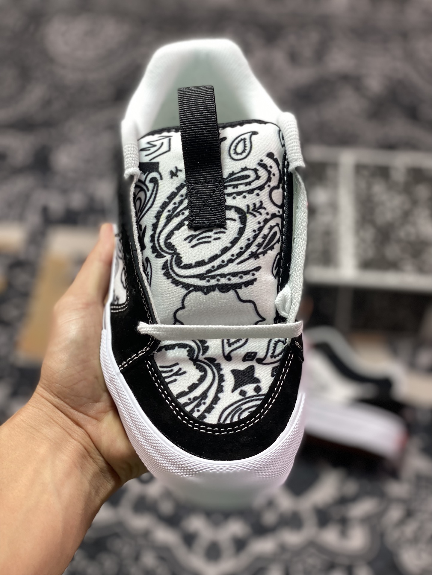 Vans Chukka Push 黑白腰果花 官方新款 防滑低帮休闲滑板鞋