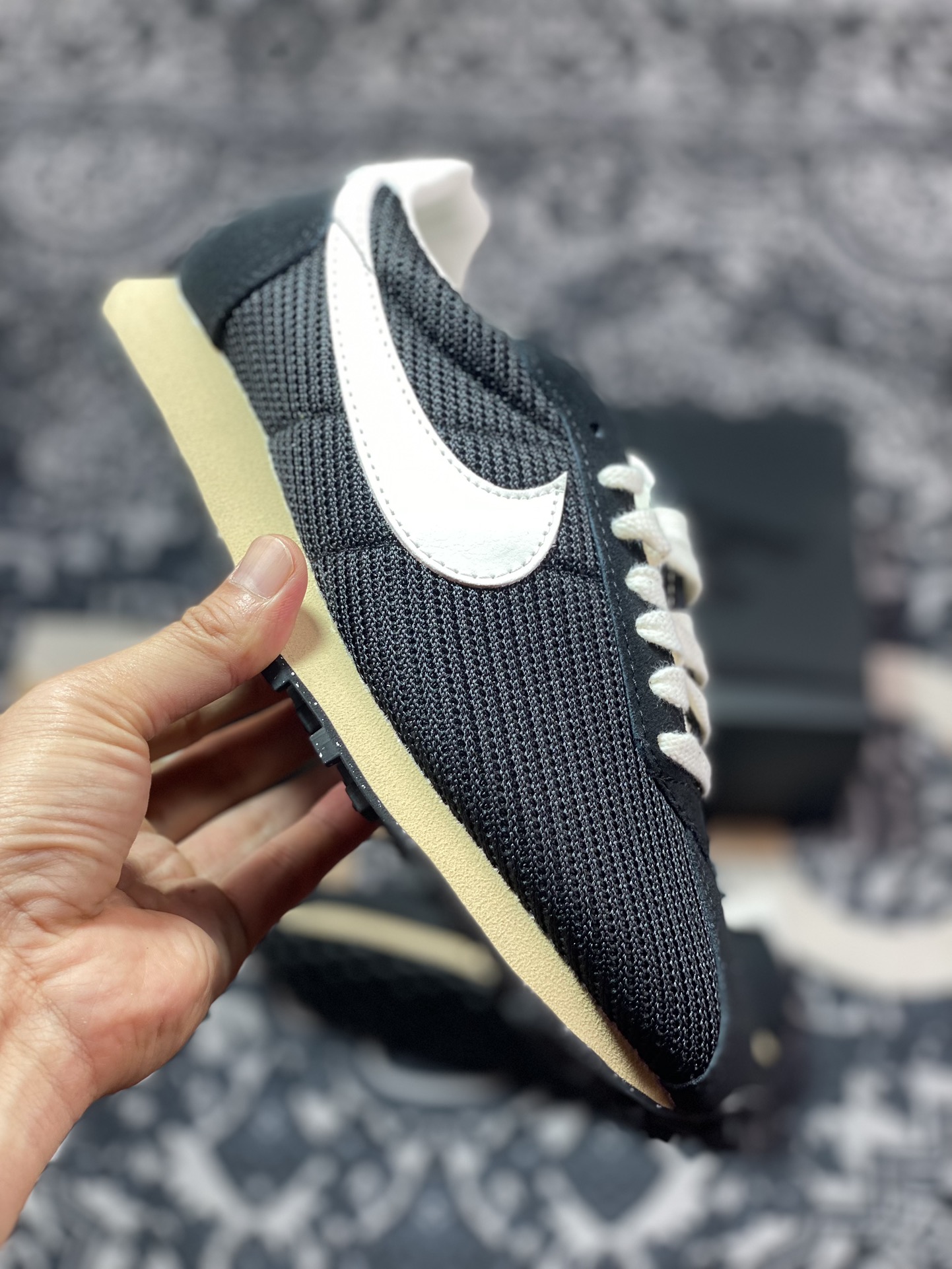 耐克Nike LD-1000 SP”Black Sesame”华夫一代系列华夫复古休闲运动慢跑鞋“网织黑白氧化底”HM0950-001