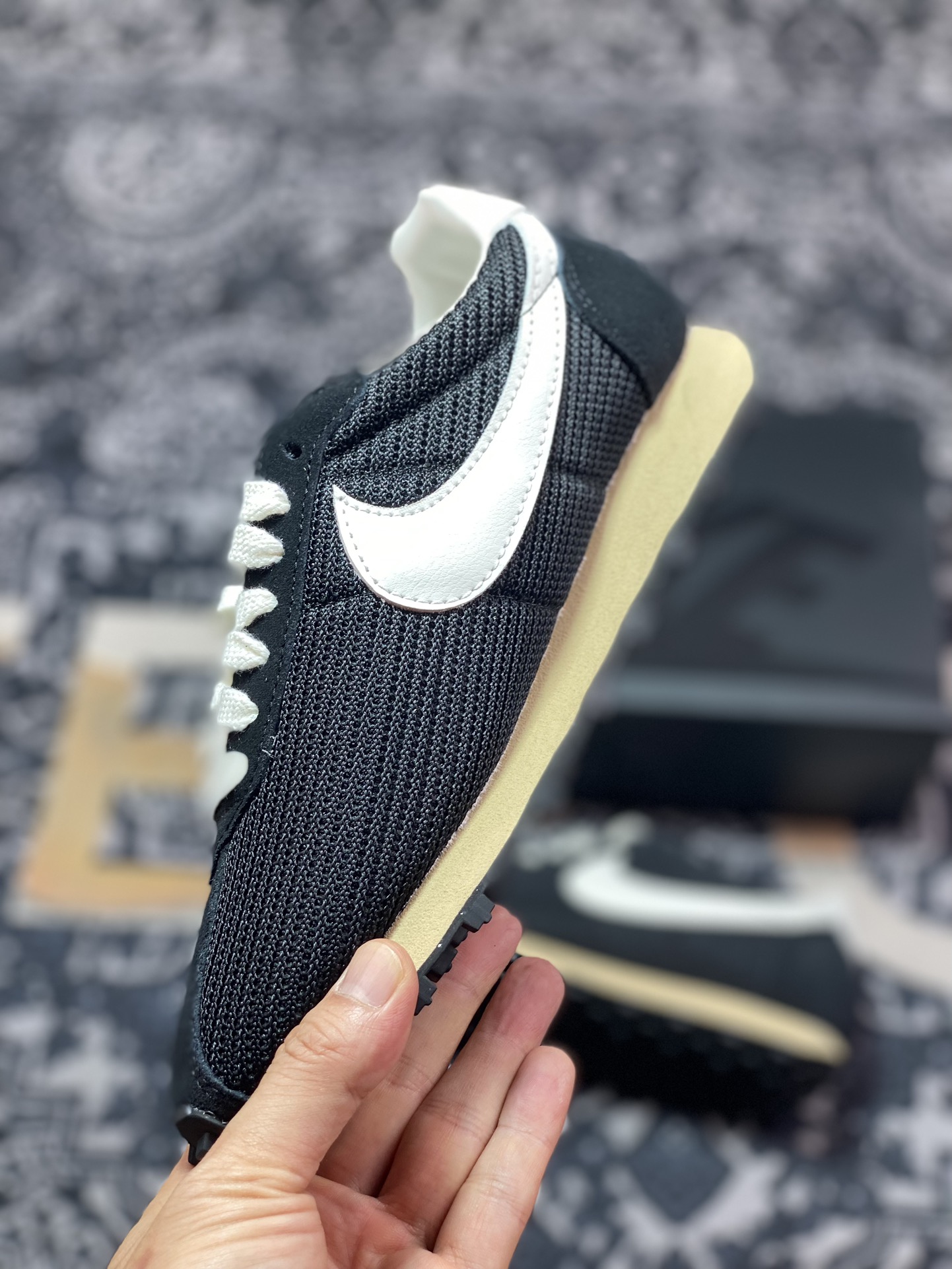 耐克Nike LD-1000 SP”Black Sesame”华夫一代系列华夫复古休闲运动慢跑鞋“网织黑白氧化底”HM0950-001