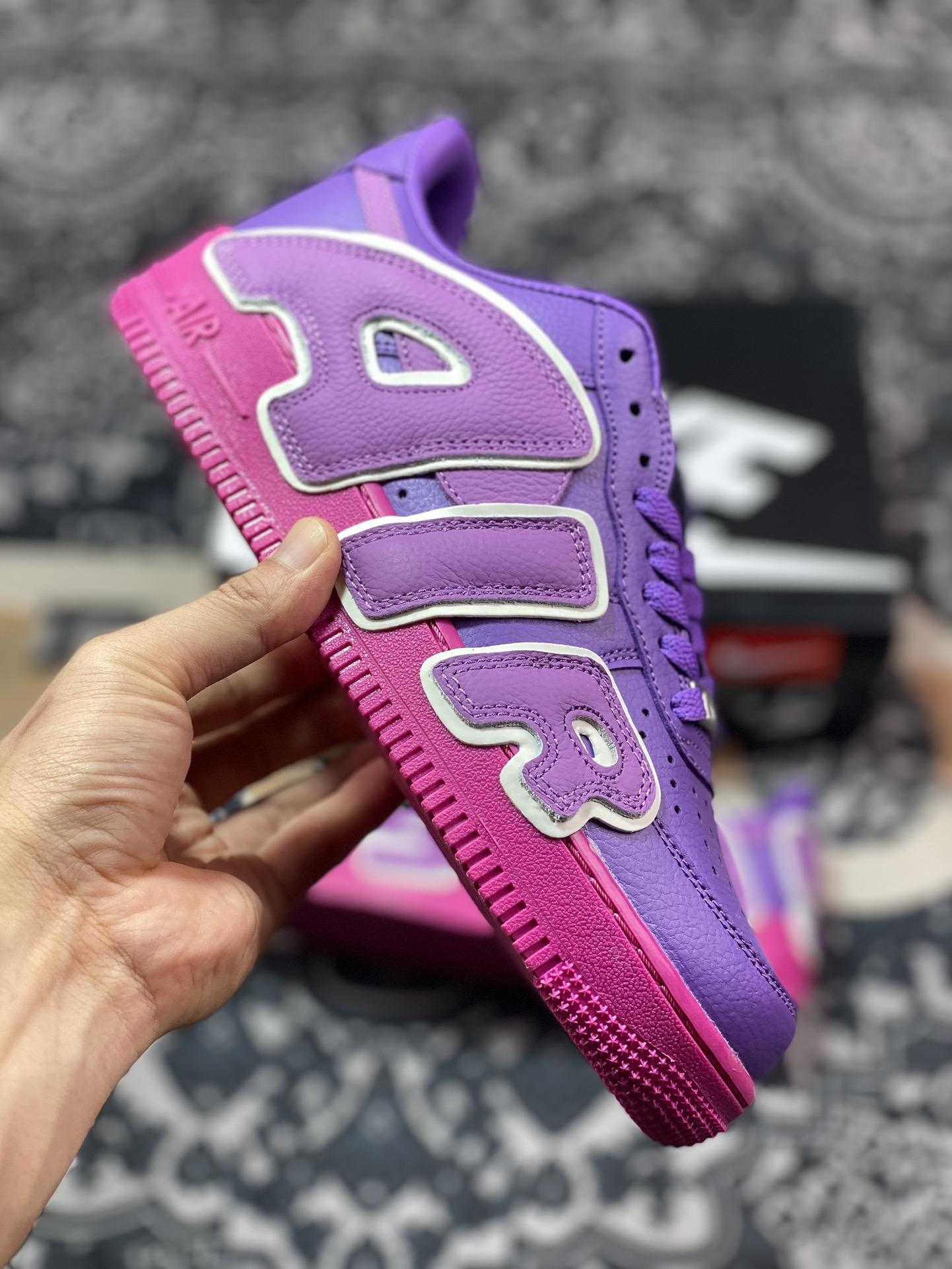 Cactus Plant Flea Market/CPFM x Nike Air Force 1 07 Low”Fuchsia Dream”空军一号板鞋“联名梦幻紫放大补丁字母”DC4457-104