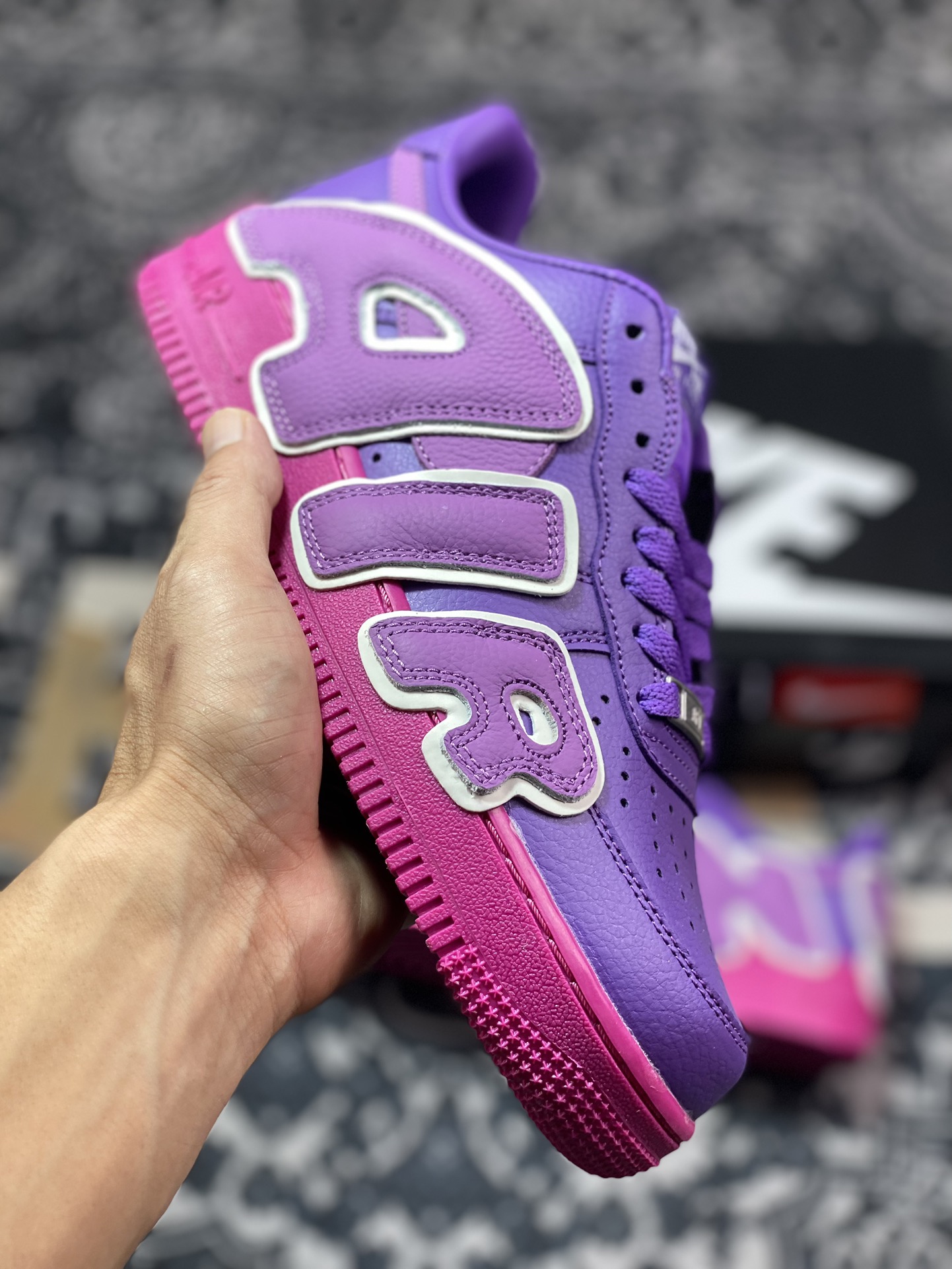 Cactus Plant Flea Market/CPFM x Nike Air Force 1 07 Low”Fuchsia Dream”空军一号板鞋“联名梦幻紫放大补丁字母”DC4457-104