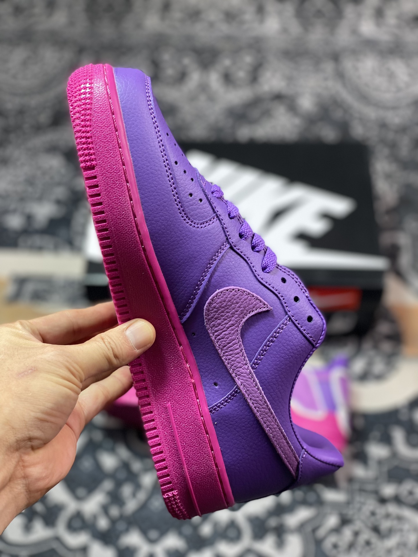 Cactus Plant Flea Market/CPFM x Nike Air Force 1 07 Low”Fuchsia Dream”空军一号板鞋“联名梦幻紫放大补丁字母”DC4457-104